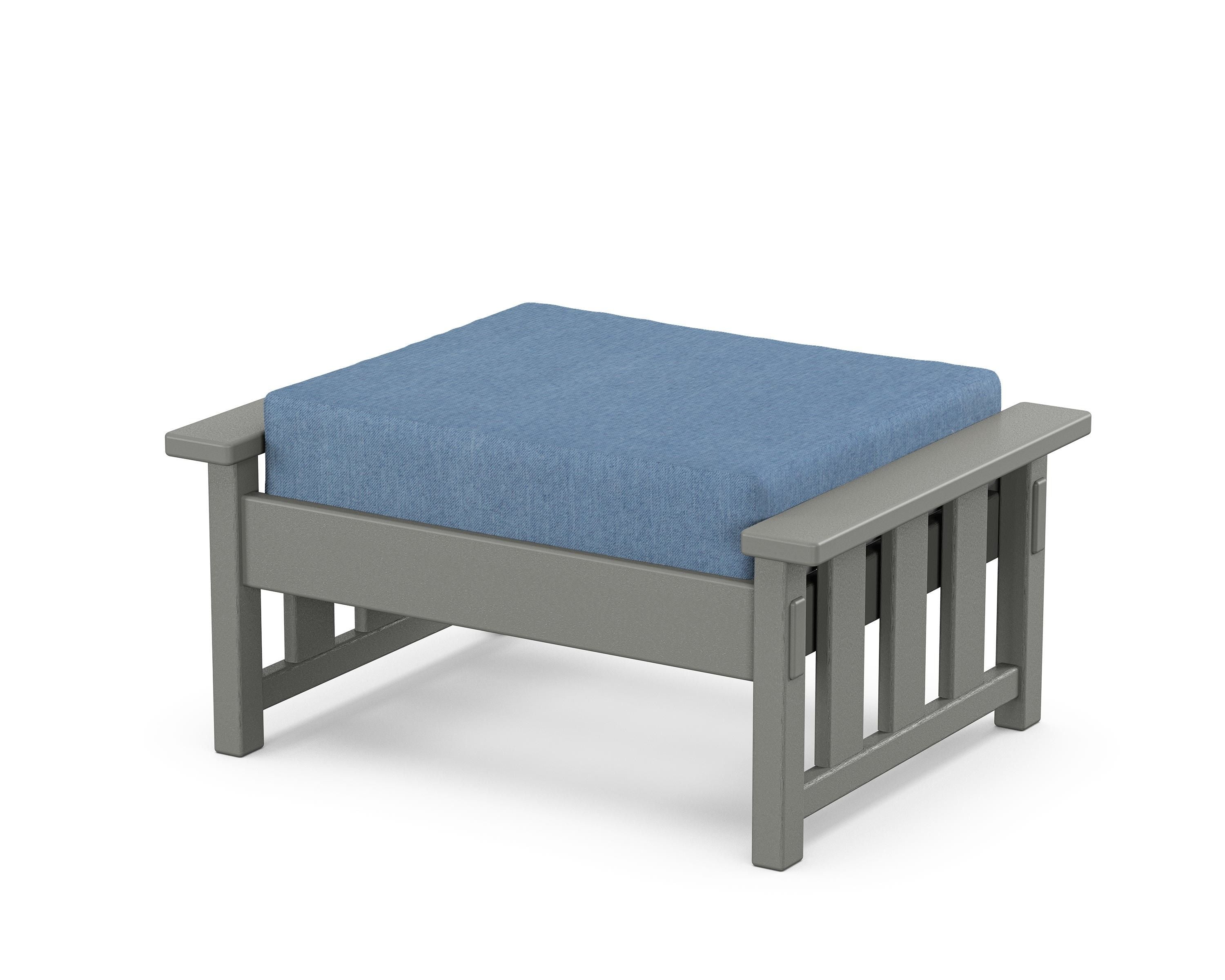 Martha Stewart by POLYWOOD® Acadia Deep Seating Ottoman in Slate Grey / Sky Blue