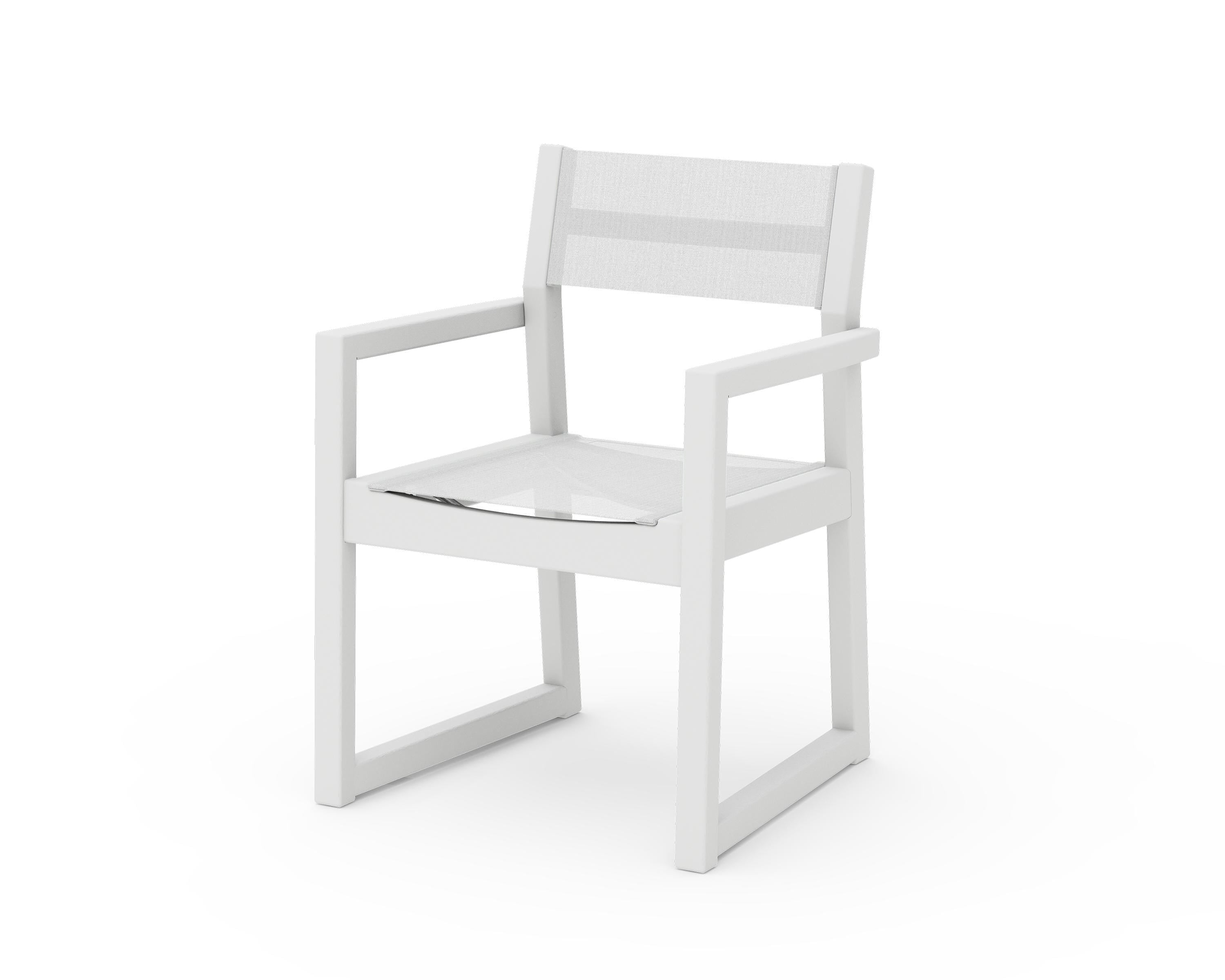 POLYWOOD® EDGE Sling Dining Arm Chair in White / White Sling