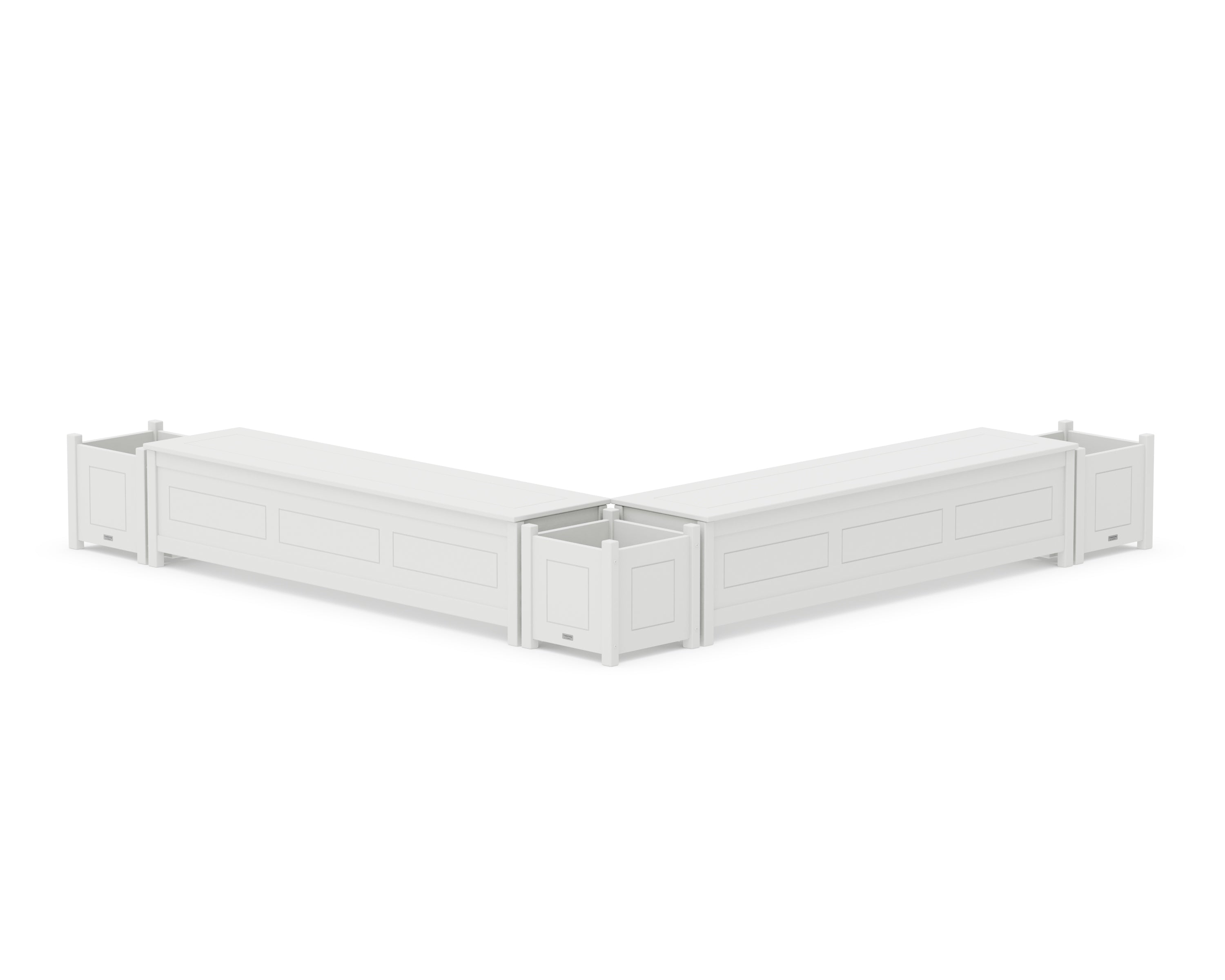 Country Living 72" Country Living L- Shaped Planter Storage Bench Corner Set in White