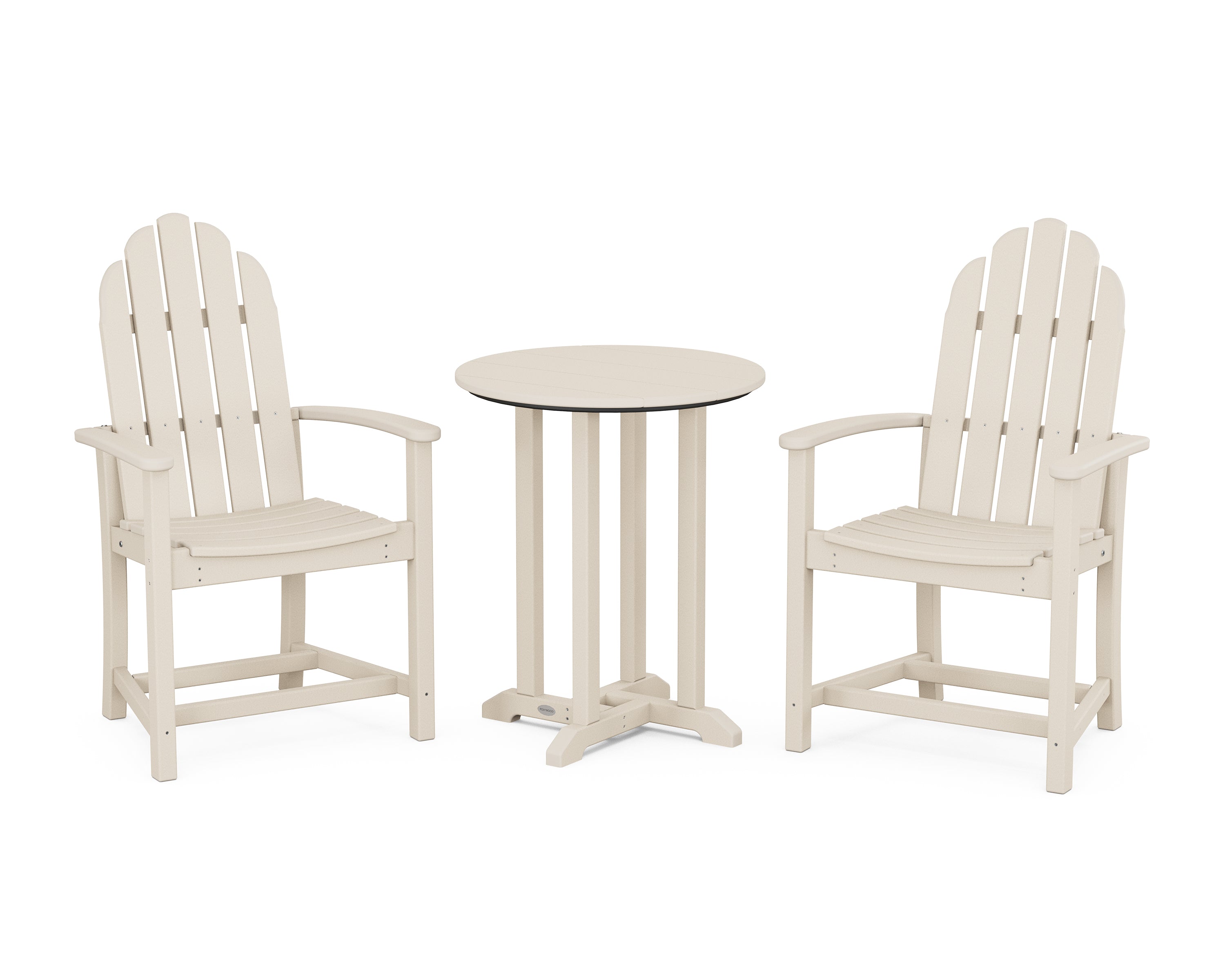 POLYWOOD® Classic Adirondack 3-Piece Round Bistro Dining Set in Sand