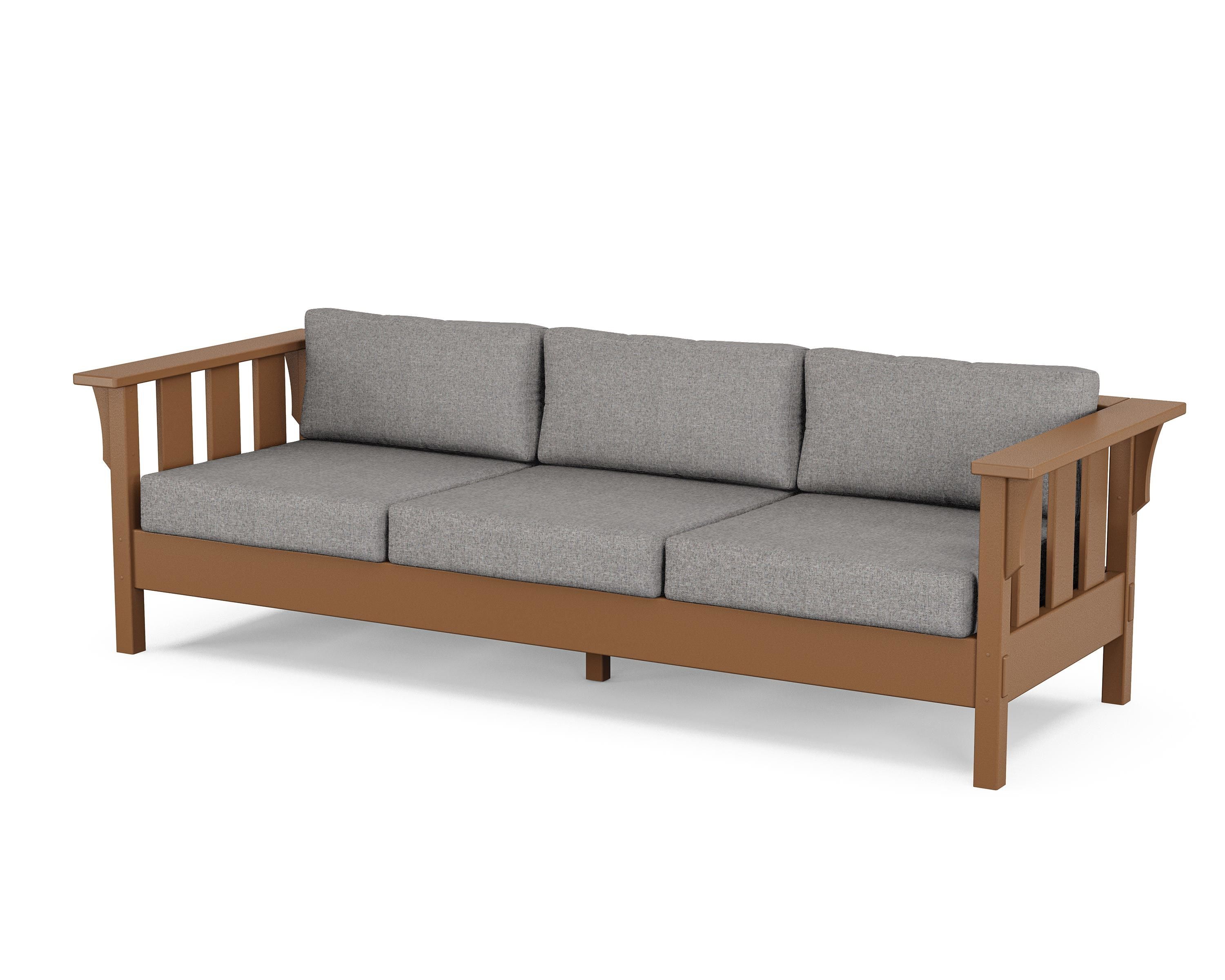 Martha Stewart by POLYWOOD® Acadia Deep Seating Sofa in Teak / Grey Mist