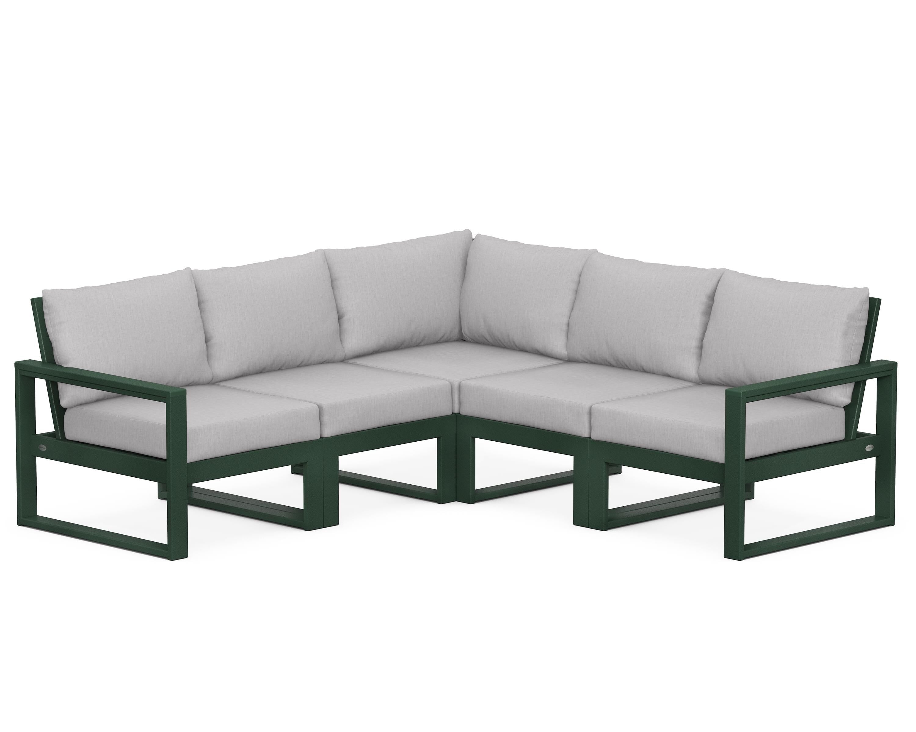 POLYWOOD® EDGE 5-Piece Modular Deep Seating Set in Green / Granite