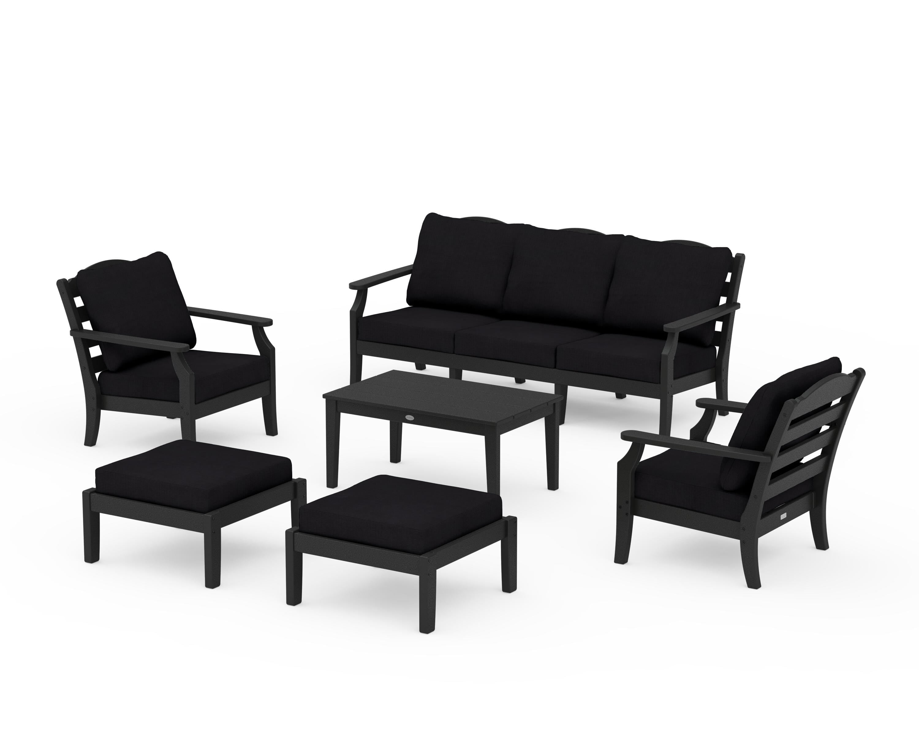 Draper James™ by POLYWOOD® Savannah 6-Piece Lounge Sofa Set in Black / Midnight Linen