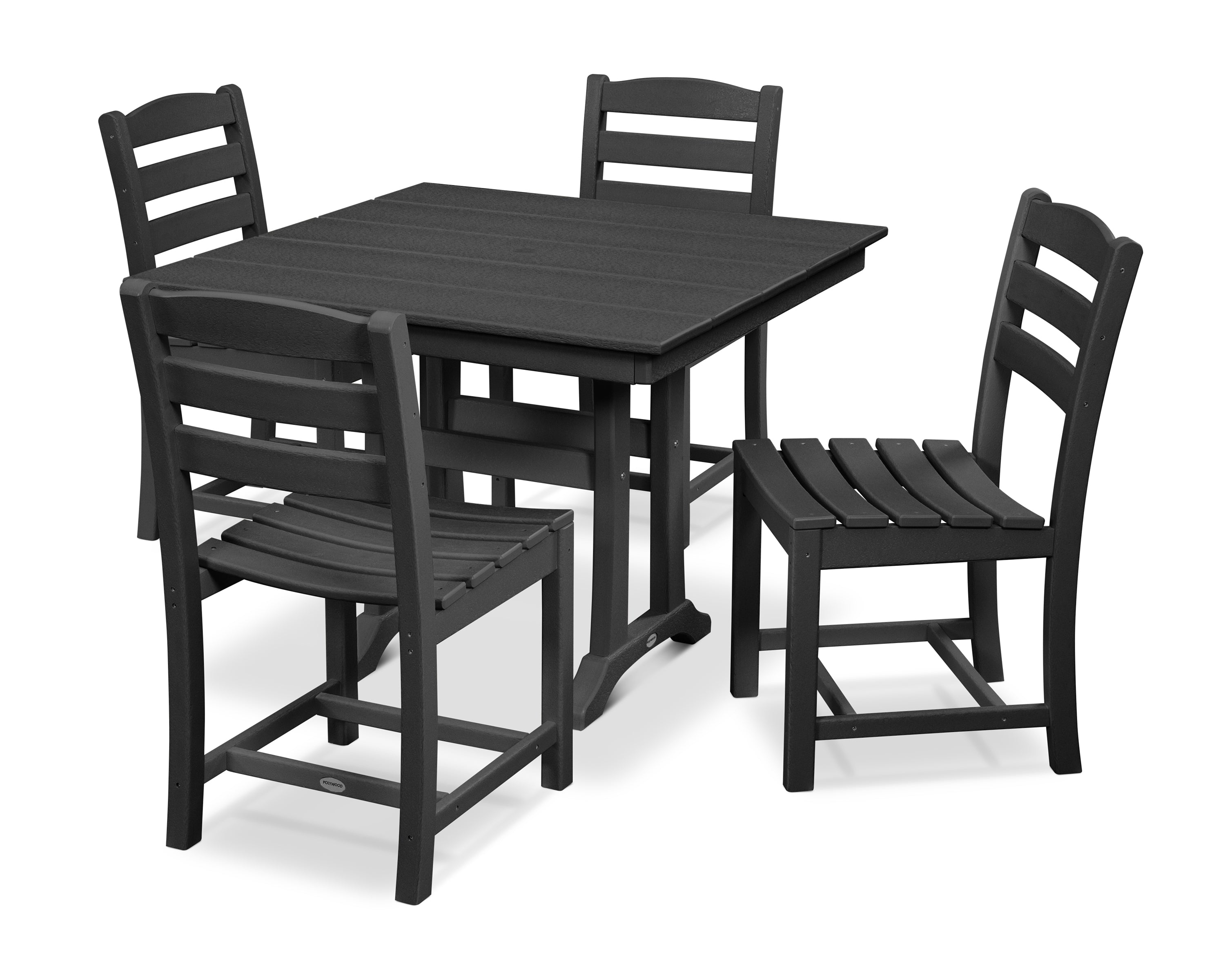 POLYWOOD® La Casa Café 5-Piece Farmhouse Trestle Side Chair Dining Set in Black