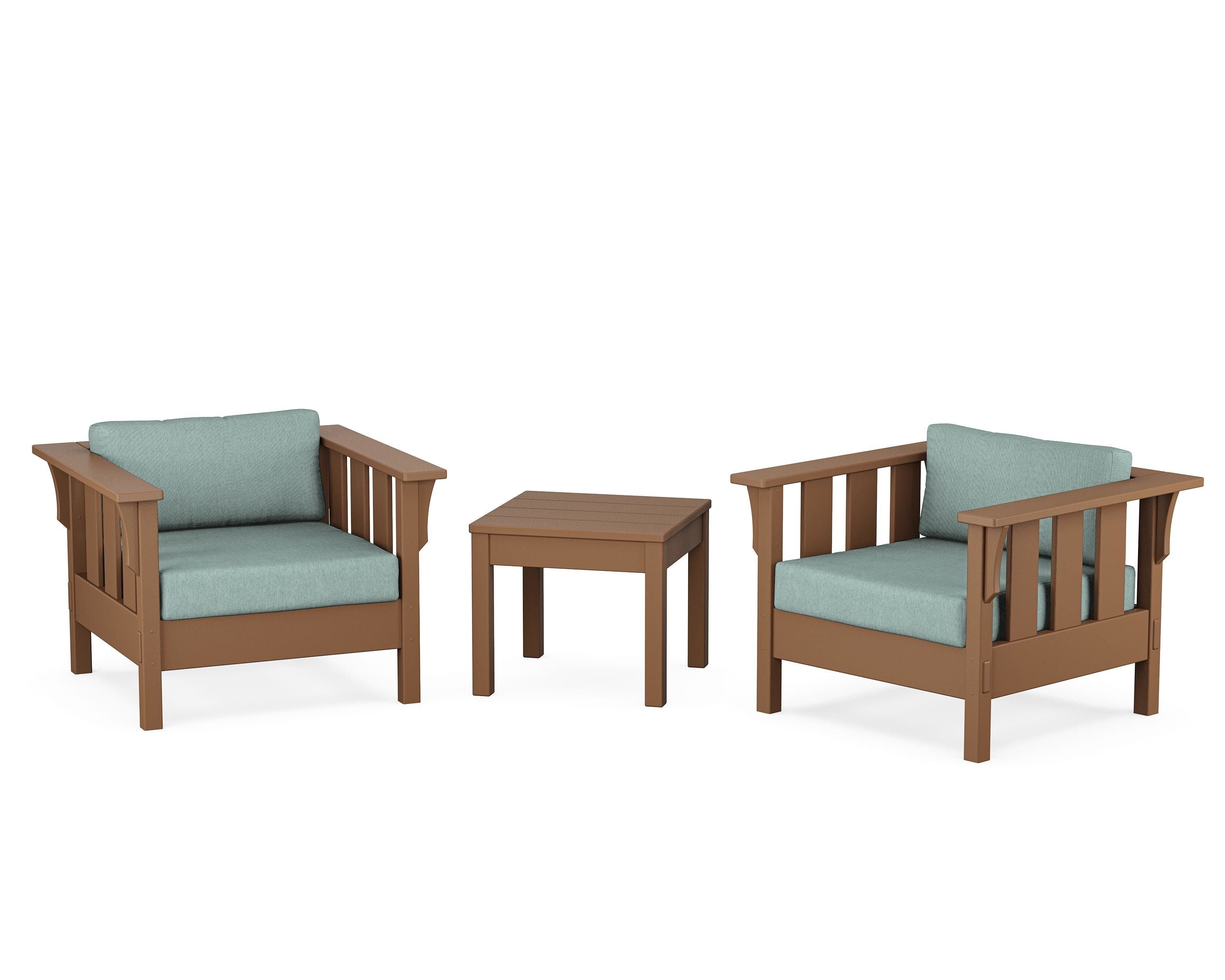 Martha Stewart by POLYWOOD® Acadia 3-Piece Deep Seating Set in Teak / Glacier Spa
