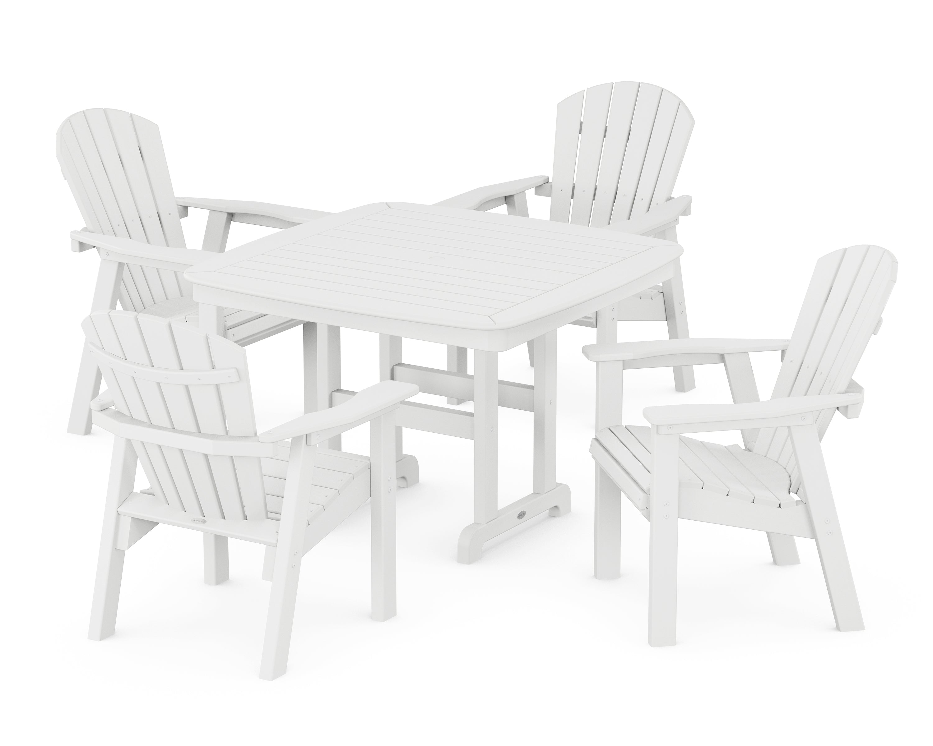 POLYWOOD® Seashell 5-Piece Dining Set with Trestle Legs in White