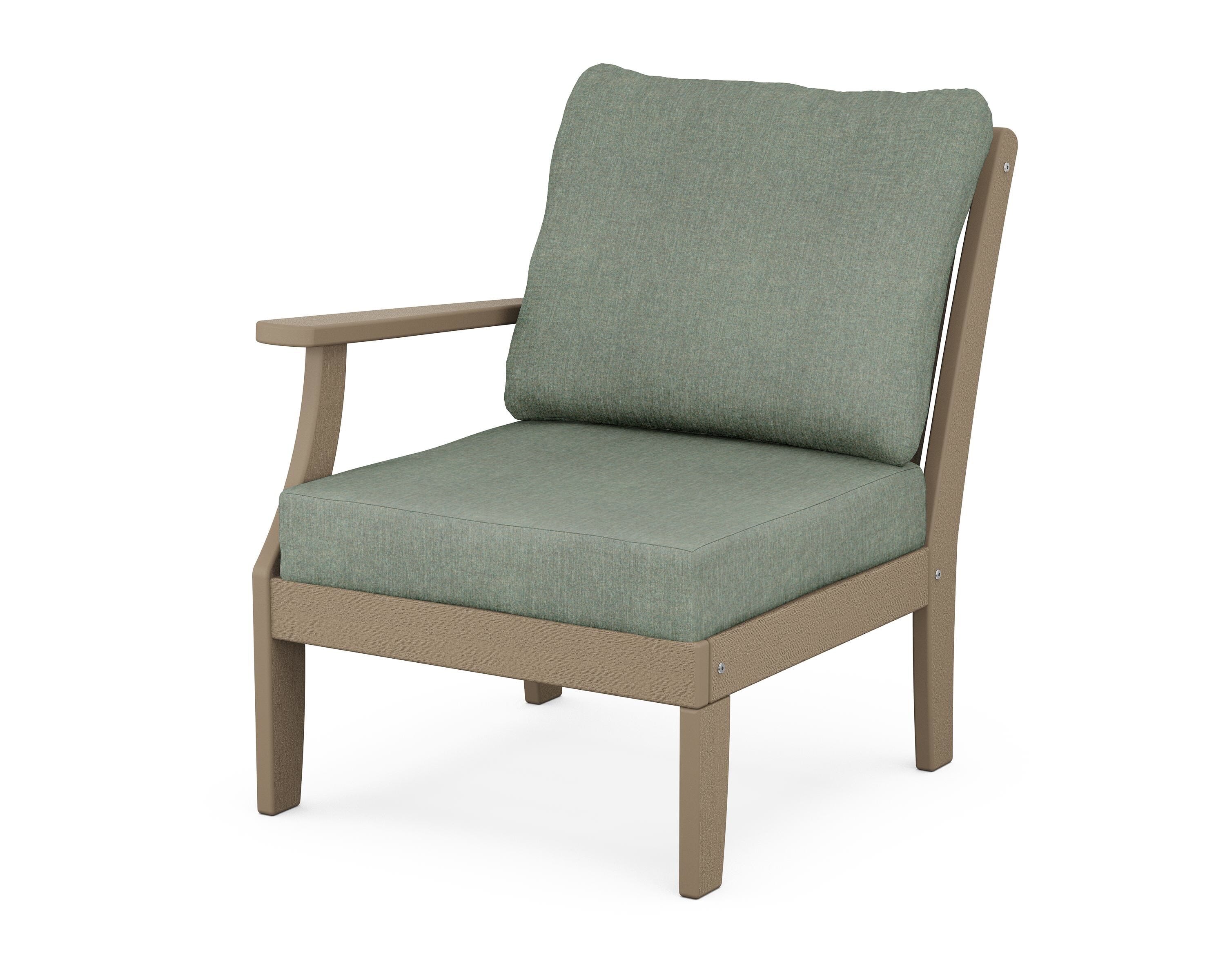 POLYWOOD® Braxton Modular Left Arm Chair in Vintage Sahara / Cast Sage