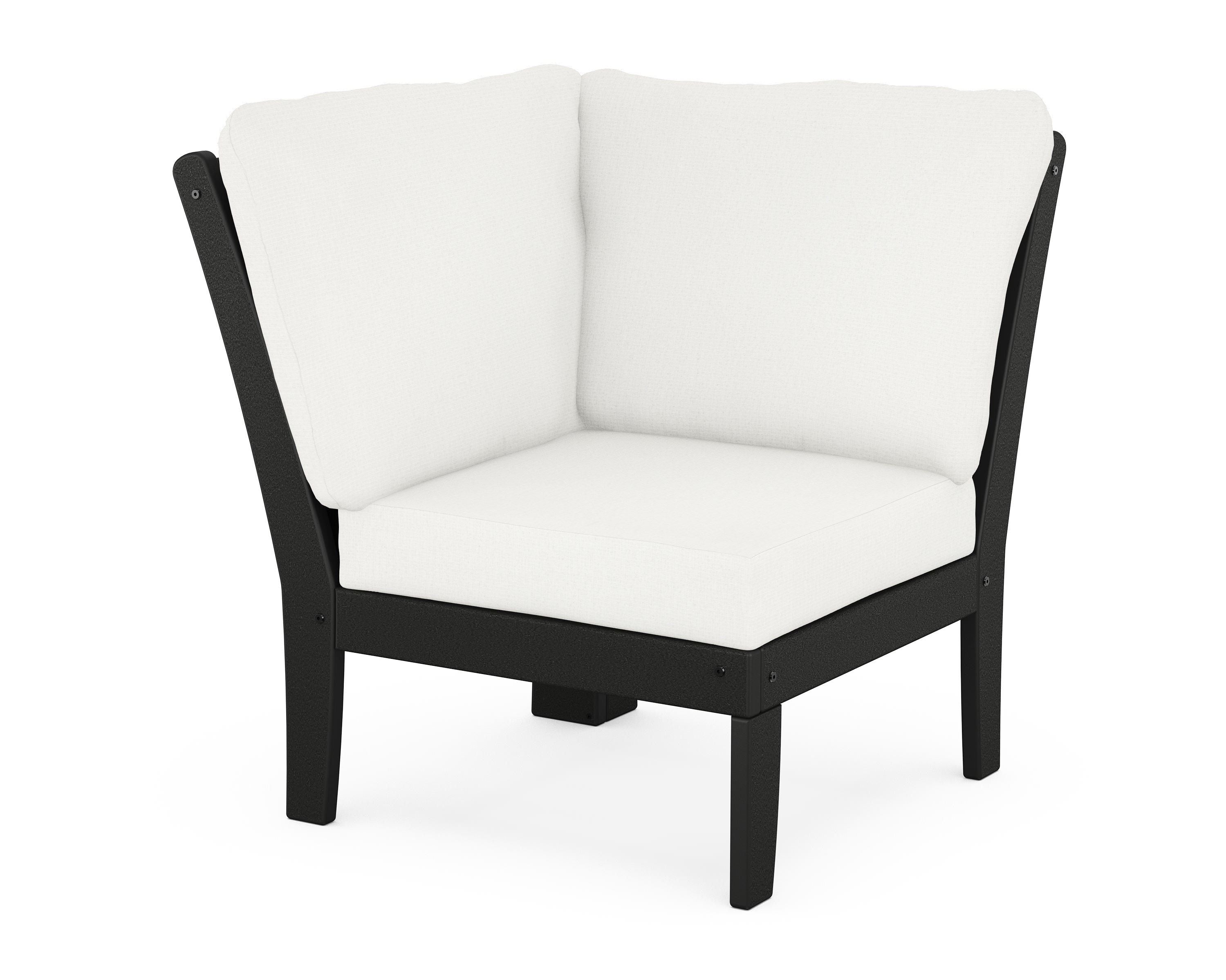 POLYWOOD® Braxton Modular Corner Chair in Black / Natural Linen