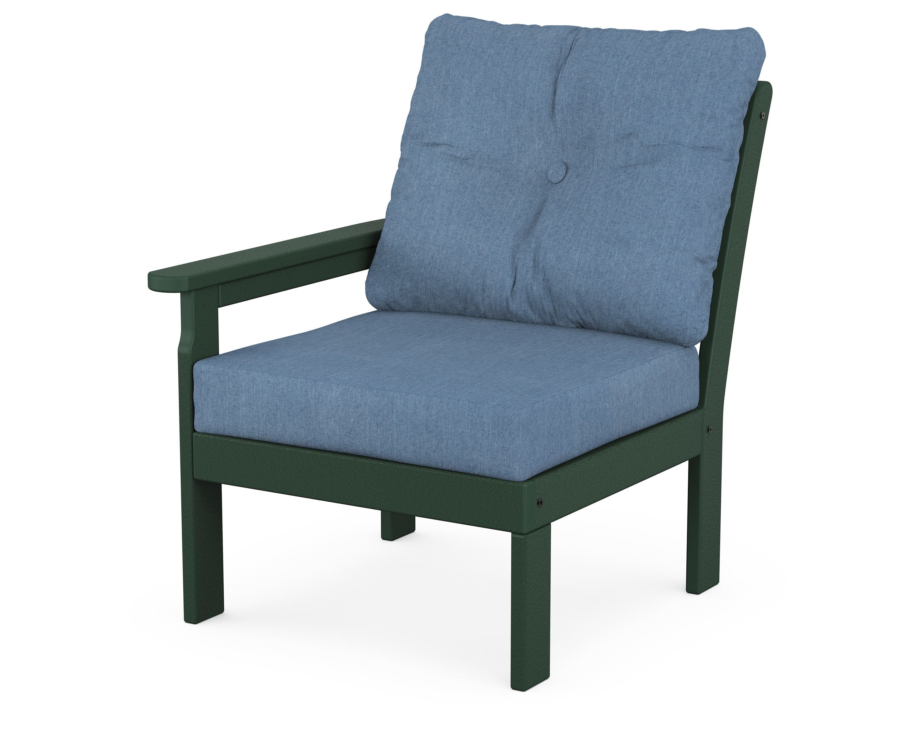 POLYWOOD® Vineyard Modular Left Arm Chair in Green / Sky Blue
