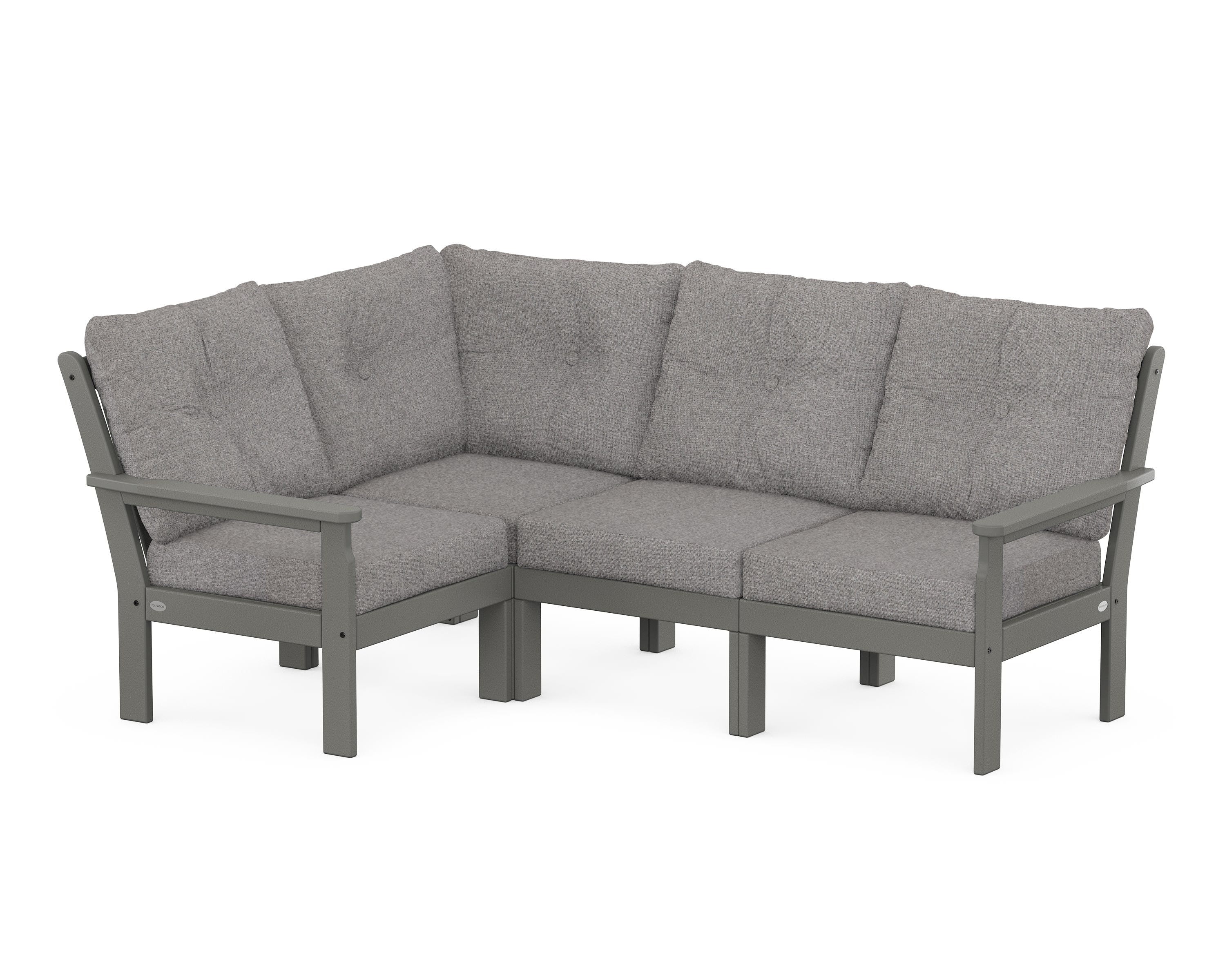 POLYWOOD® Vineyard 4-Piece Sectional in Slate Grey / Grey Mist
