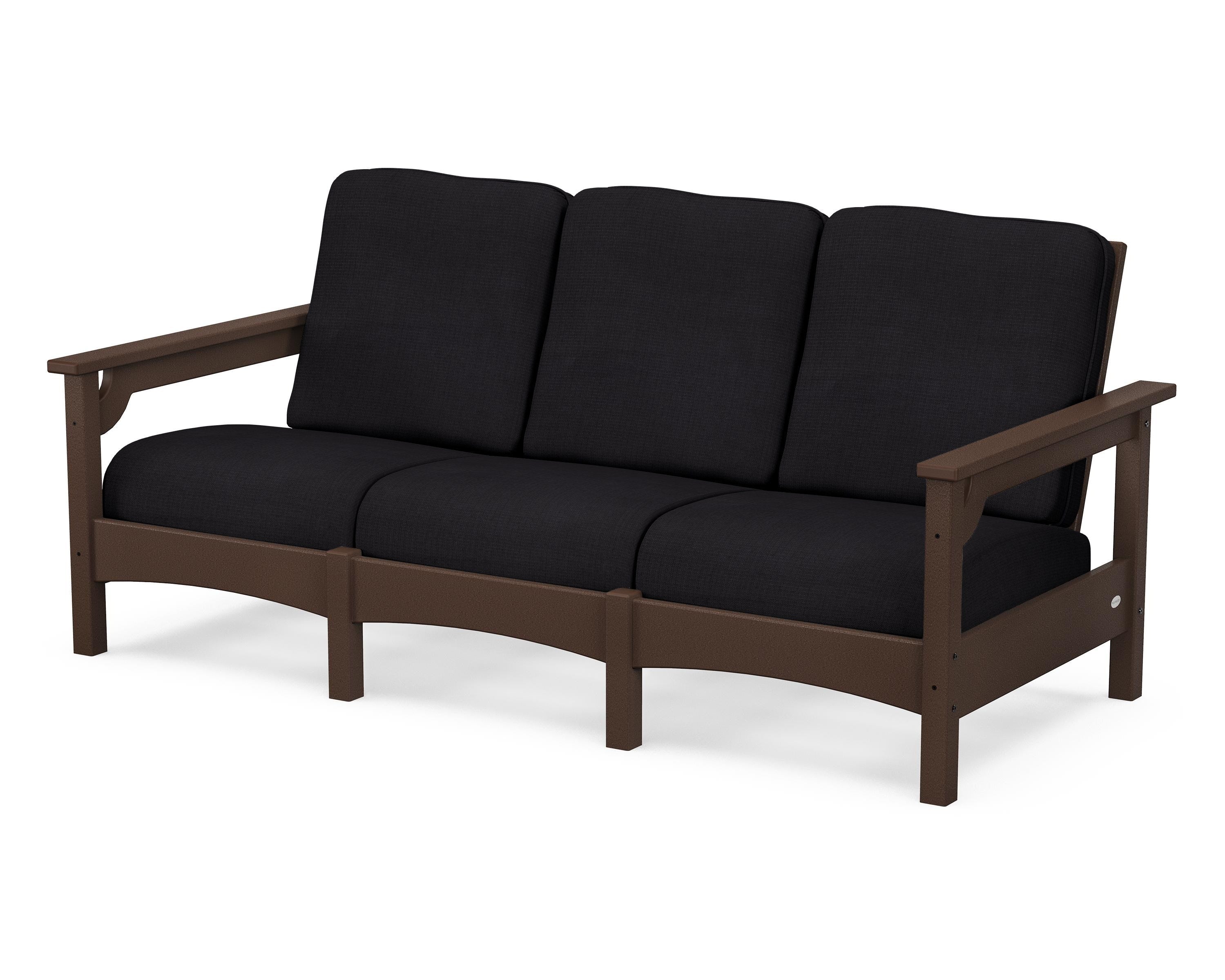 POLYWOOD® Club Sofa in Mahogany / Midnight Linen