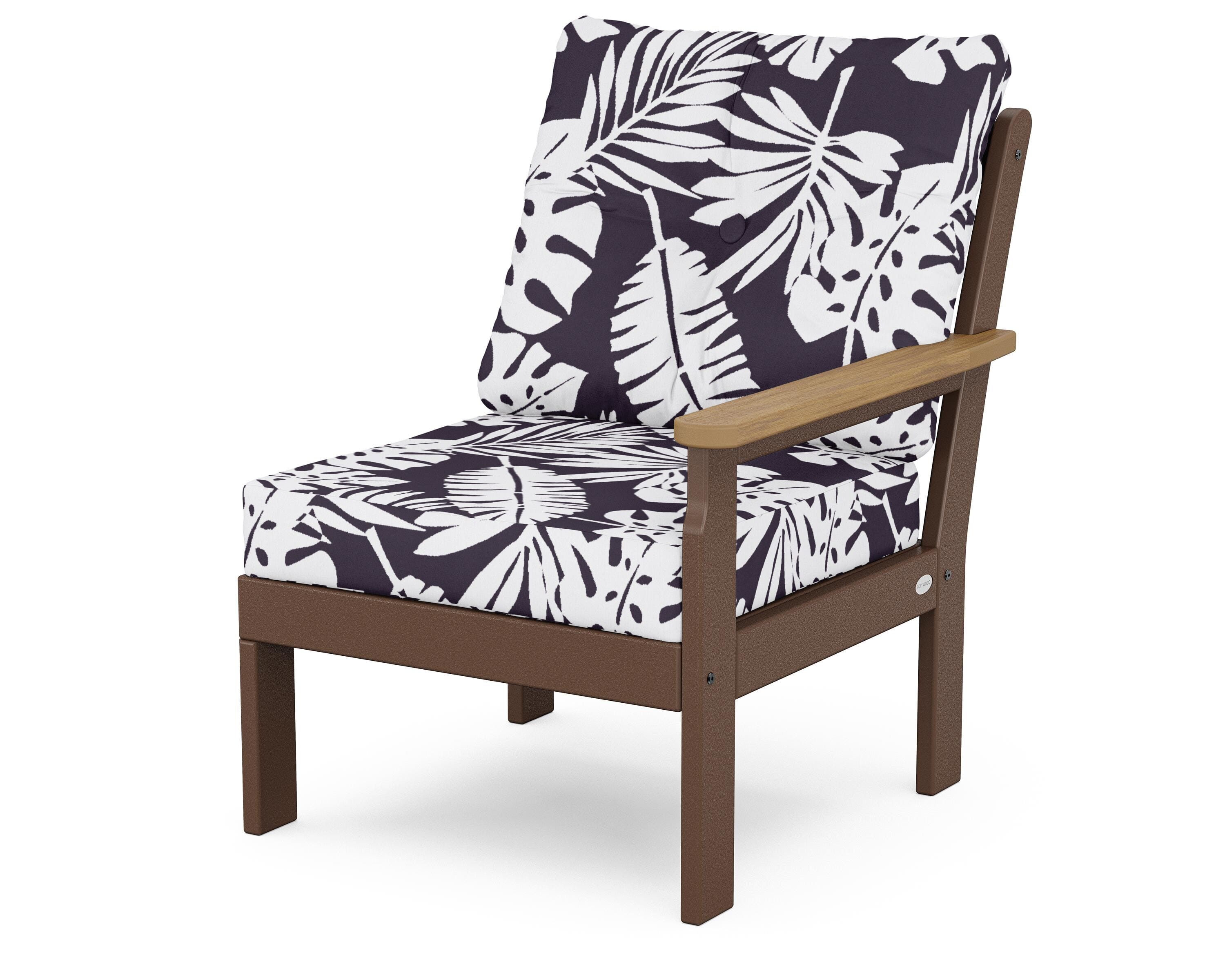POLYWOOD® Vineyard Modular Right Arm Chair in Mahogany / Natural / Leaf Navy