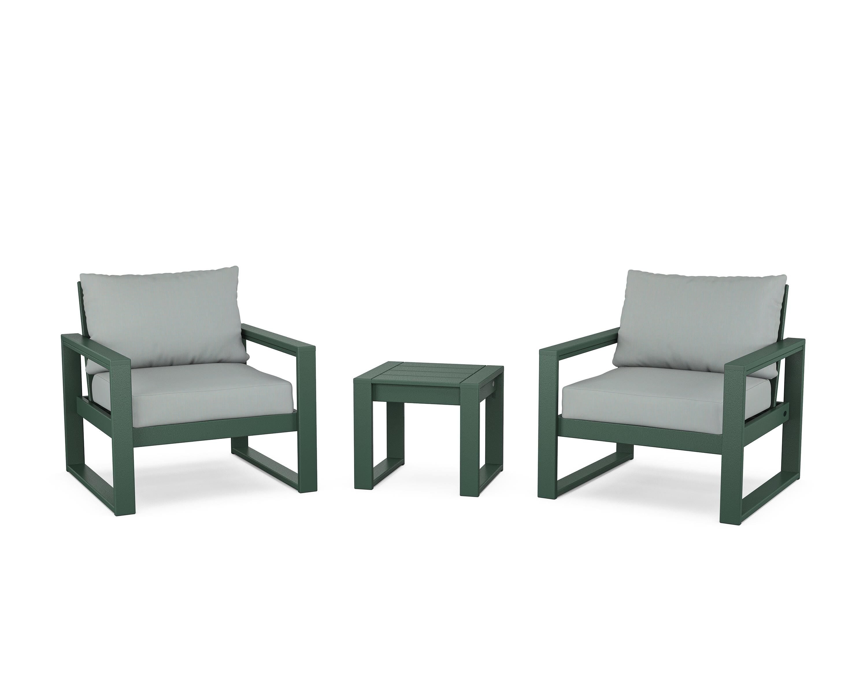 POLYWOOD® EDGE Sectional 3-Piece Deep Seating Set in Green / Spa