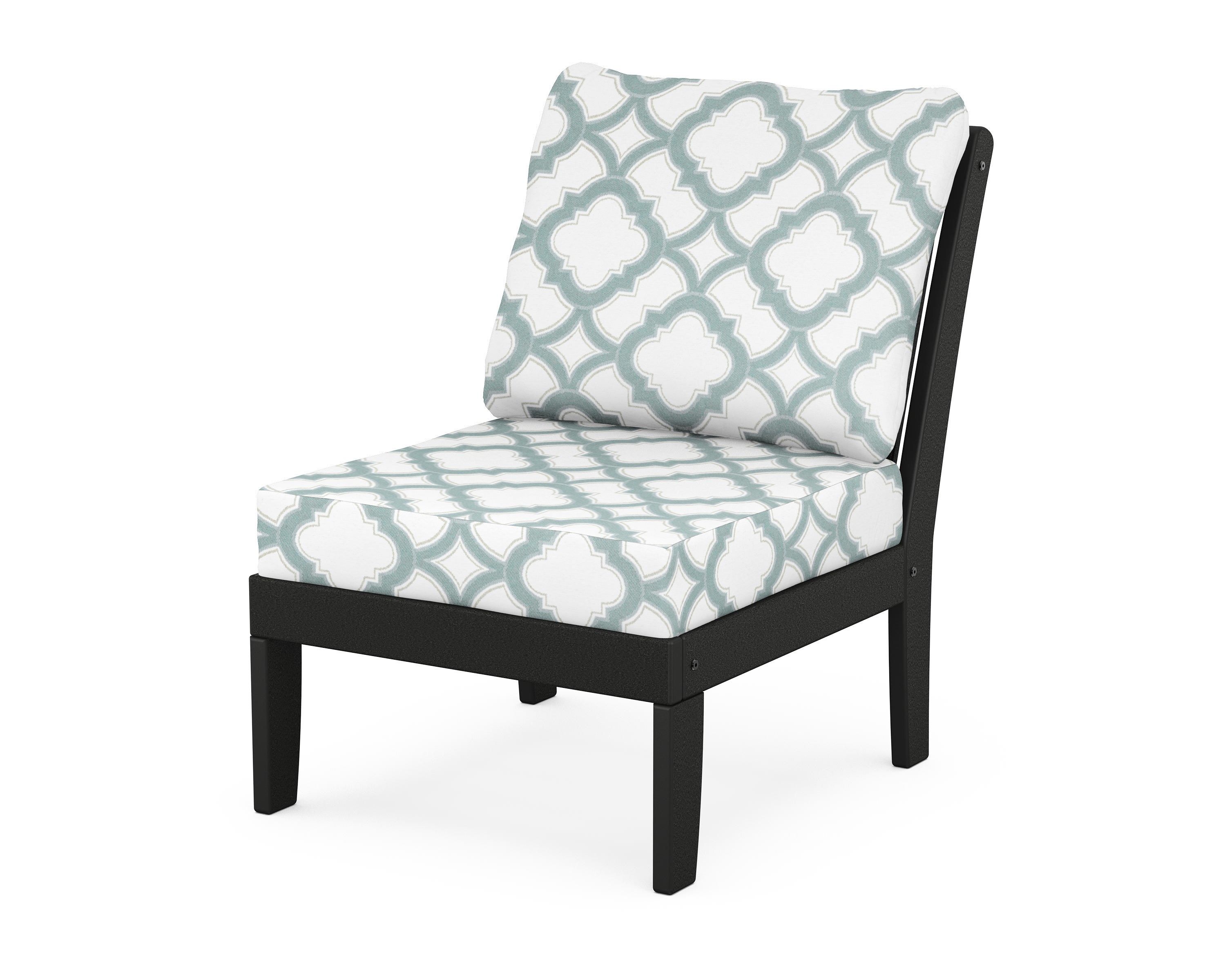 POLYWOOD® Braxton Modular Armless Chair in Black / Trellis Glacier Spa