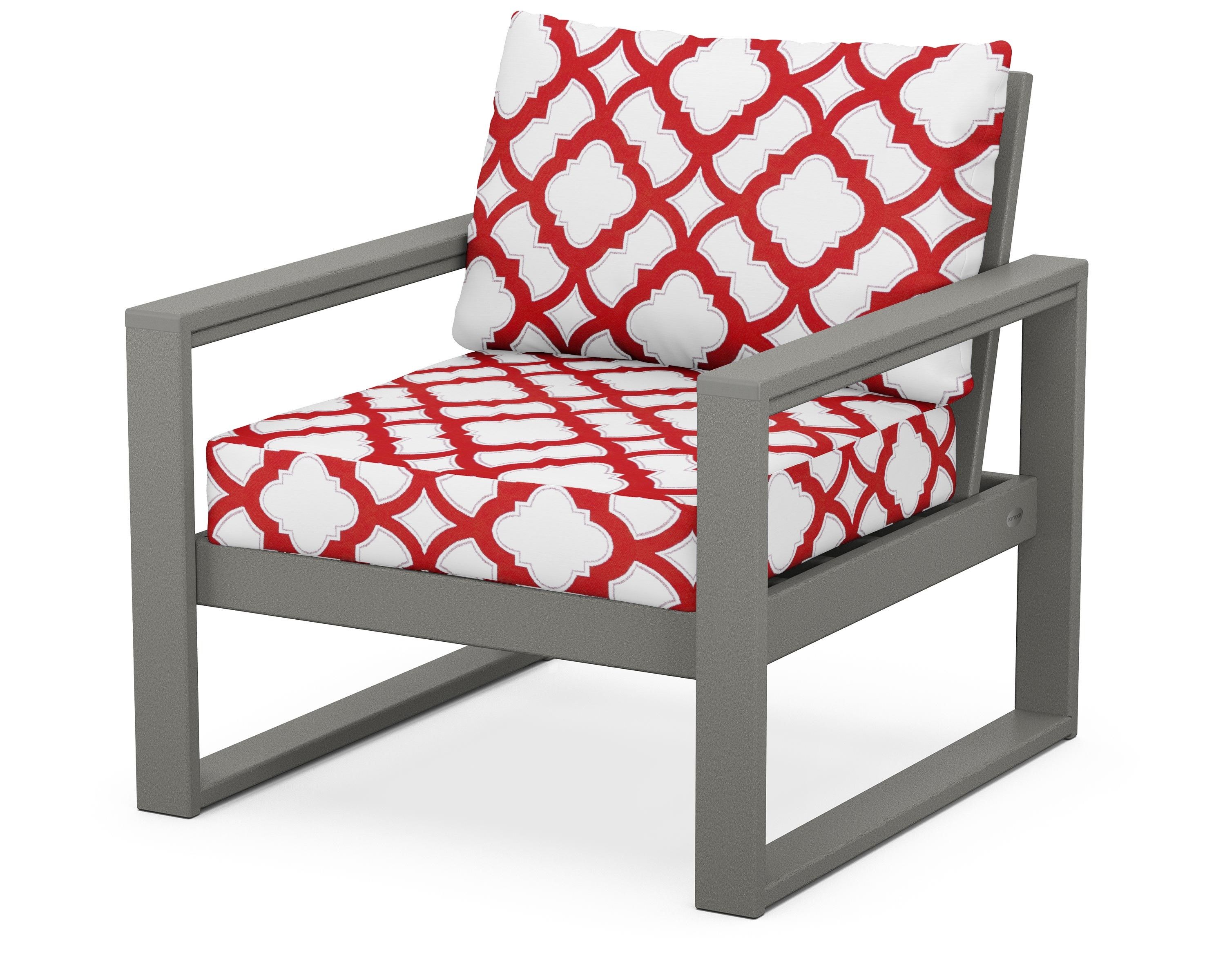 POLYWOOD® EDGE Club Chair in Slate Grey / Trellis Crimson