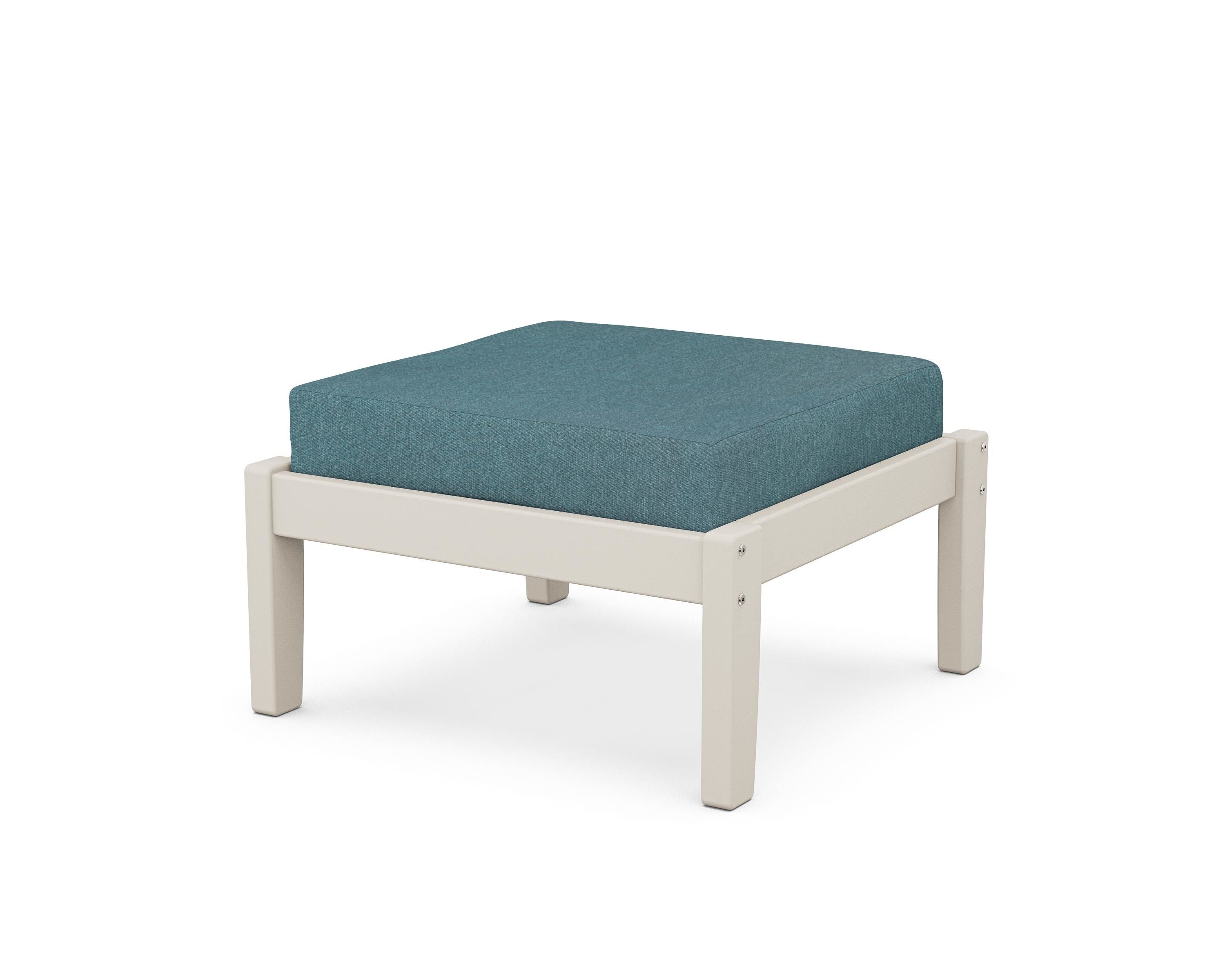 Unbranded Deep Seating Ottoman in Sand / Ocean Teal