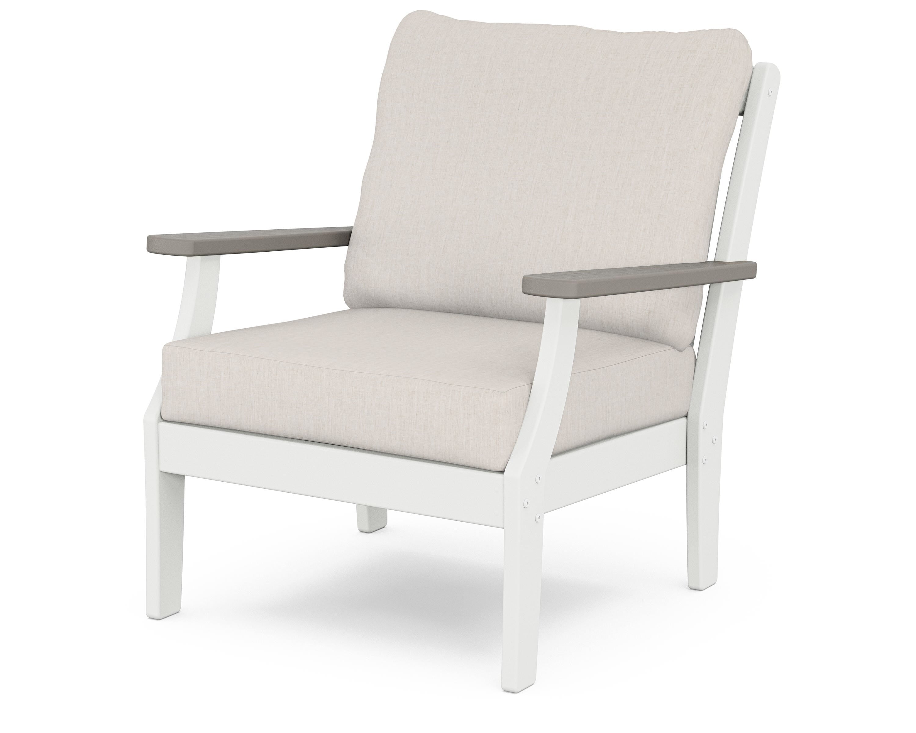 POLYWOOD® Braxton Deep Seating Chair in White / Driftwood / Cast Ash
