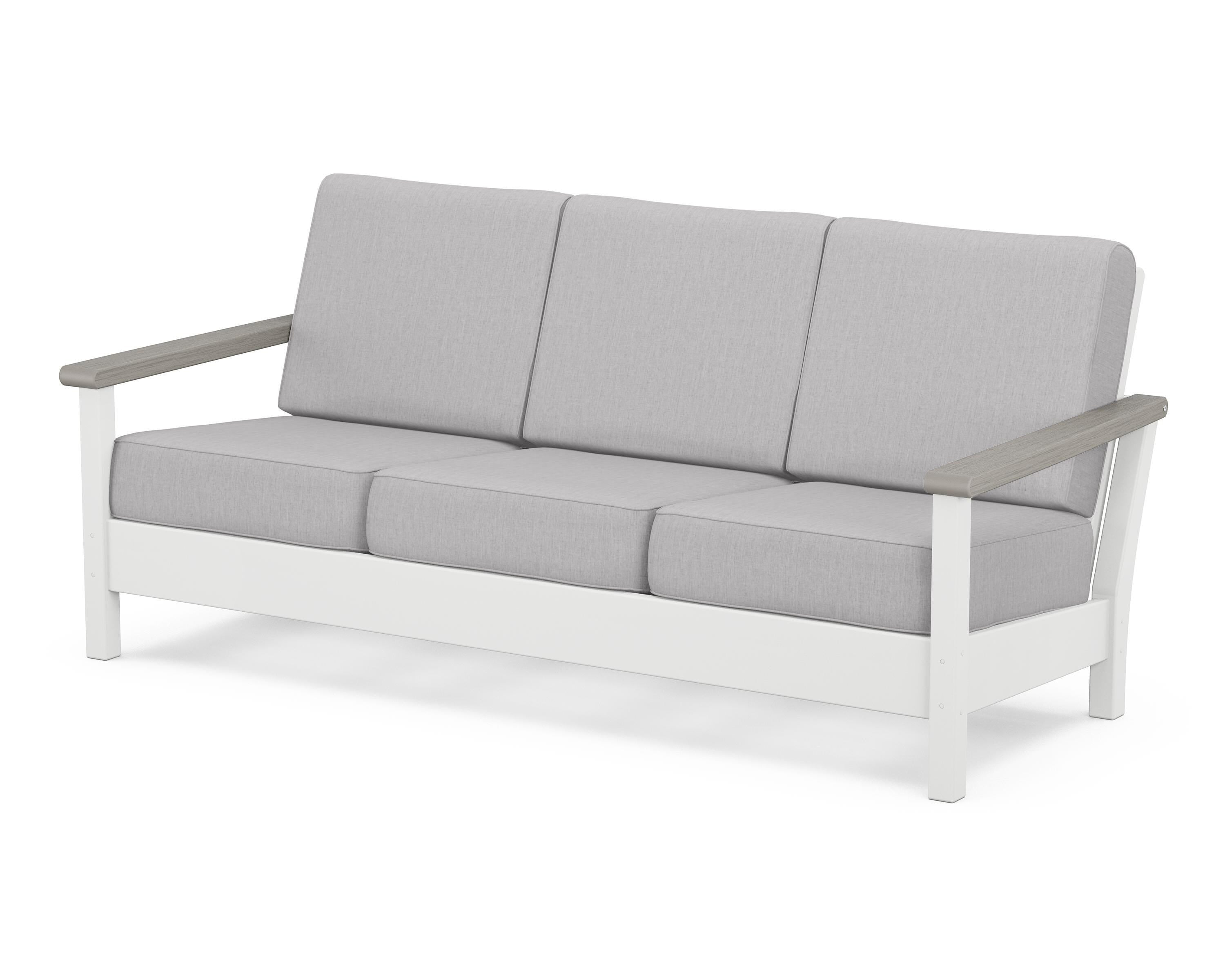 POLYWOOD® Harbour Deep Seating Sofa in White / Driftwood / Granite