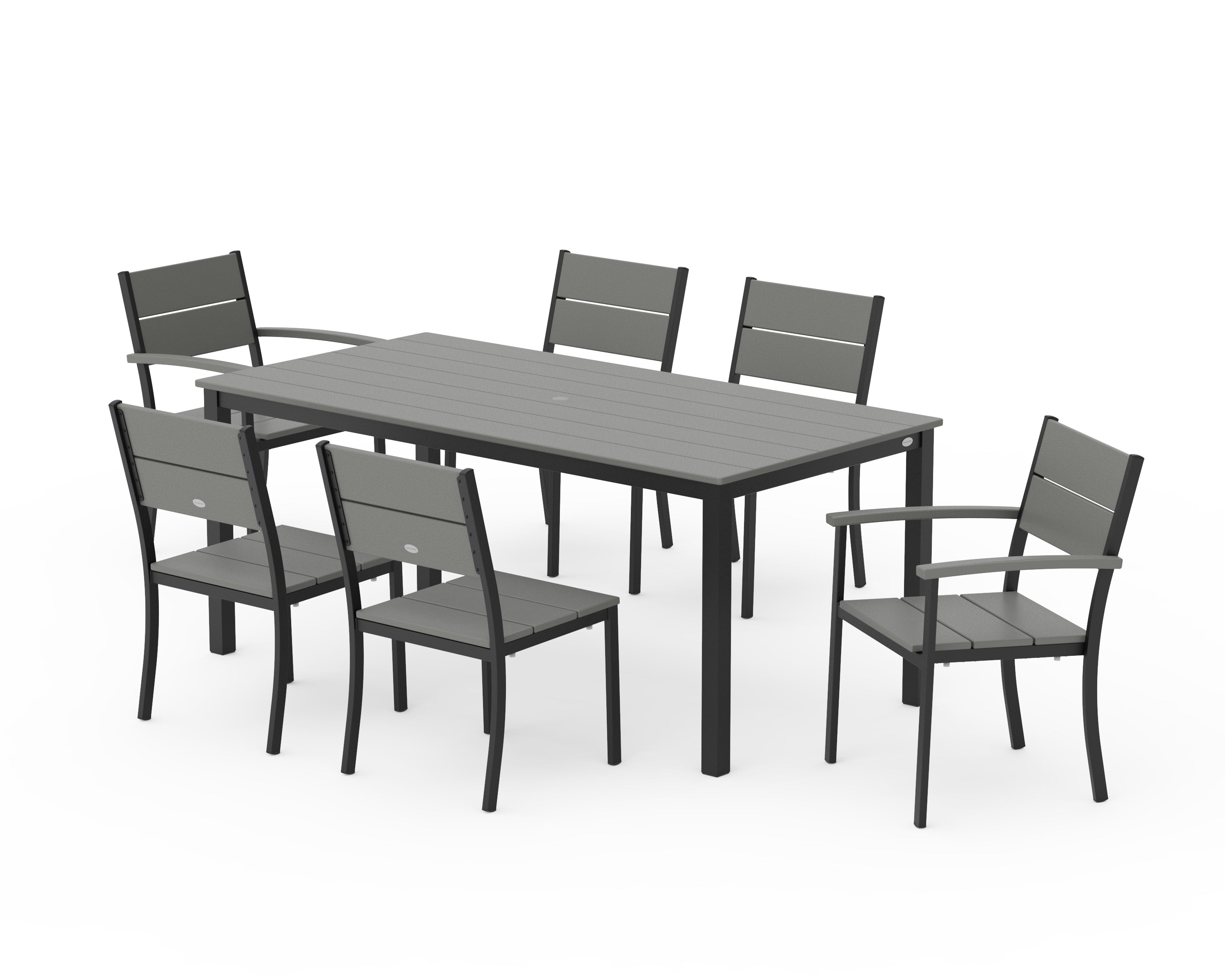 POLYWOOD® Main Street 7-Piece Dining Set in Black / Slate Grey