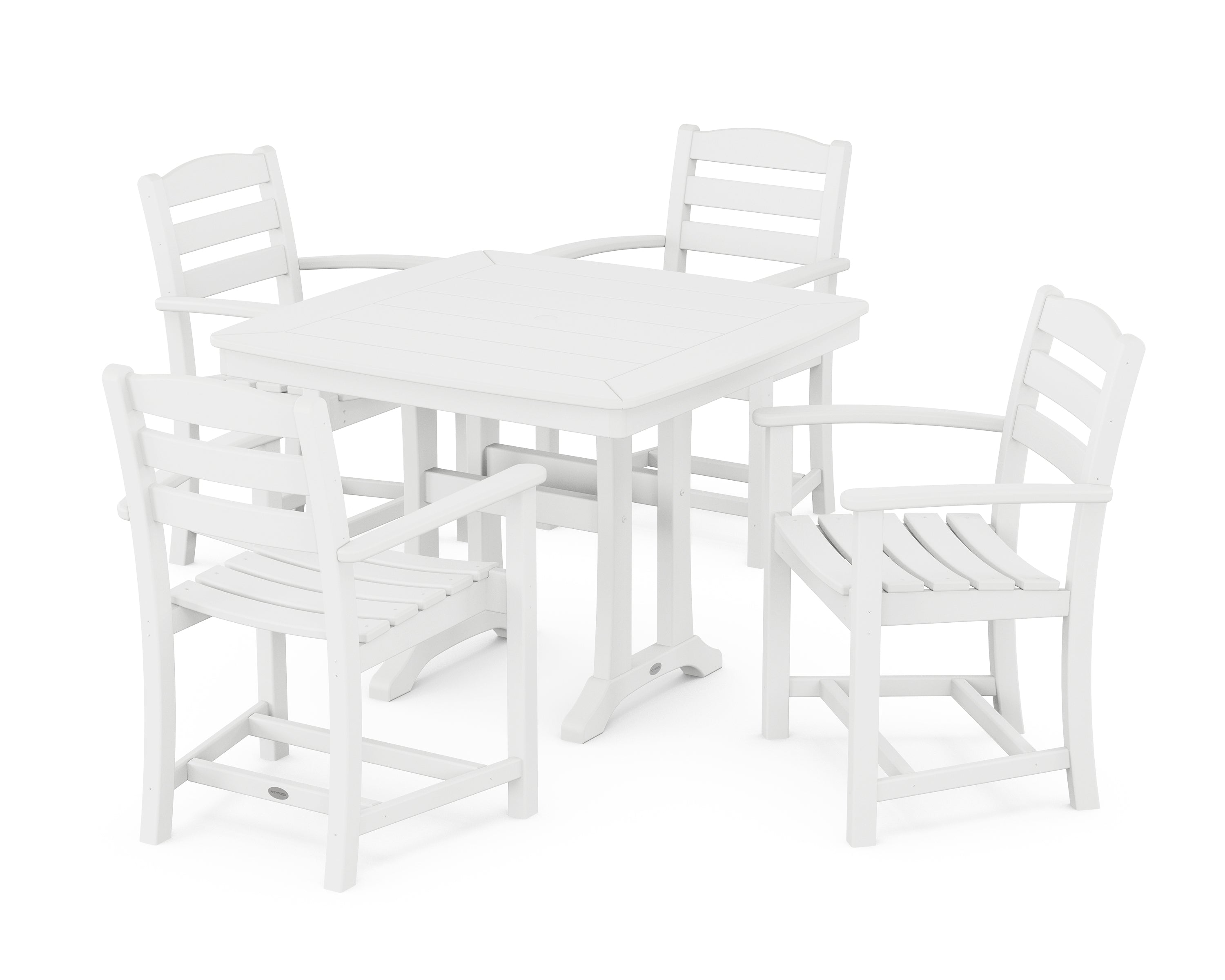 POLYWOOD® La Casa Café 5-Piece Dining Set with Trestle Legs in White