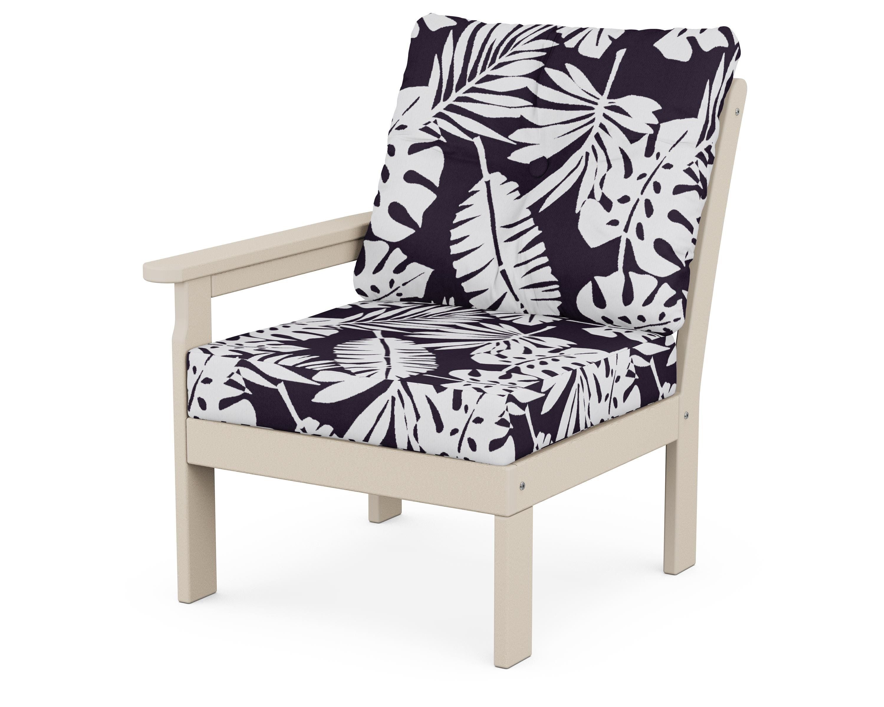 POLYWOOD® Vineyard Modular Left Arm Chair in Sand / Leaf Navy