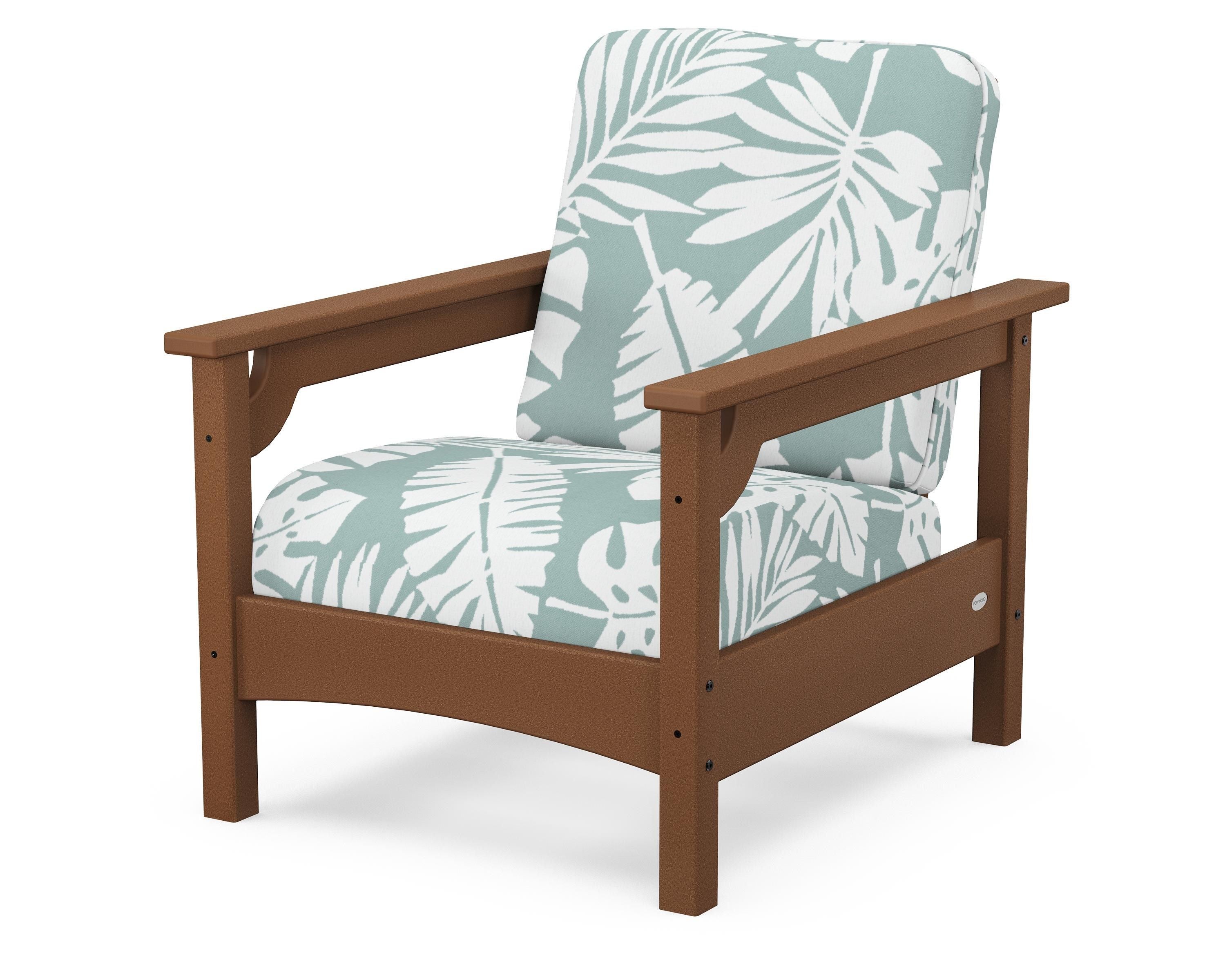 POLYWOOD® Club Chair in Teak / Leaf Glacier Spa