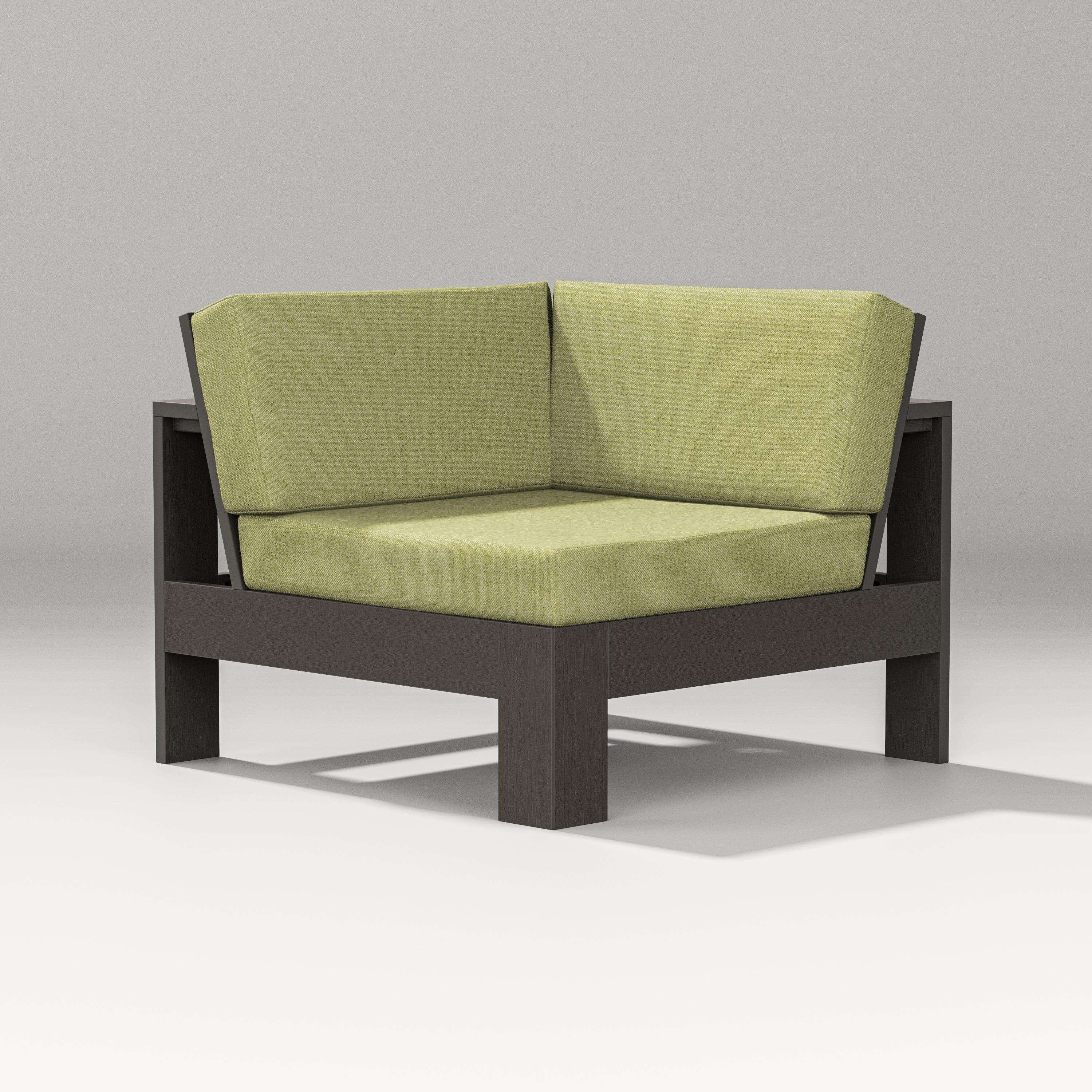 PW Designer Series Latitude Modular Corner Chair in Vintage Coffee / Chartreuse Boucle