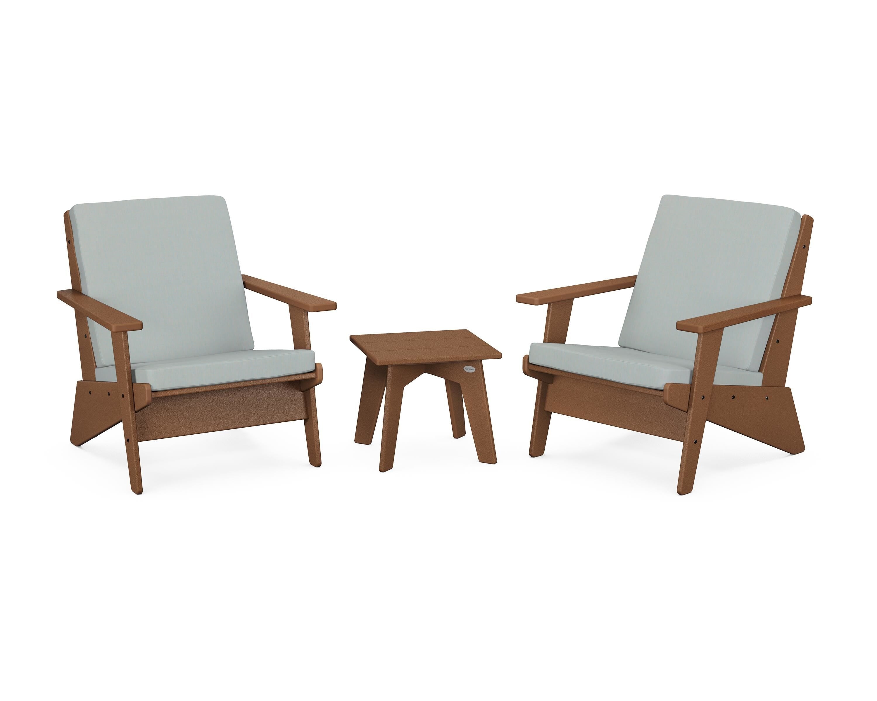 POLYWOOD® Riviera Modern Lounge 3-Piece Set in Teak / Spa