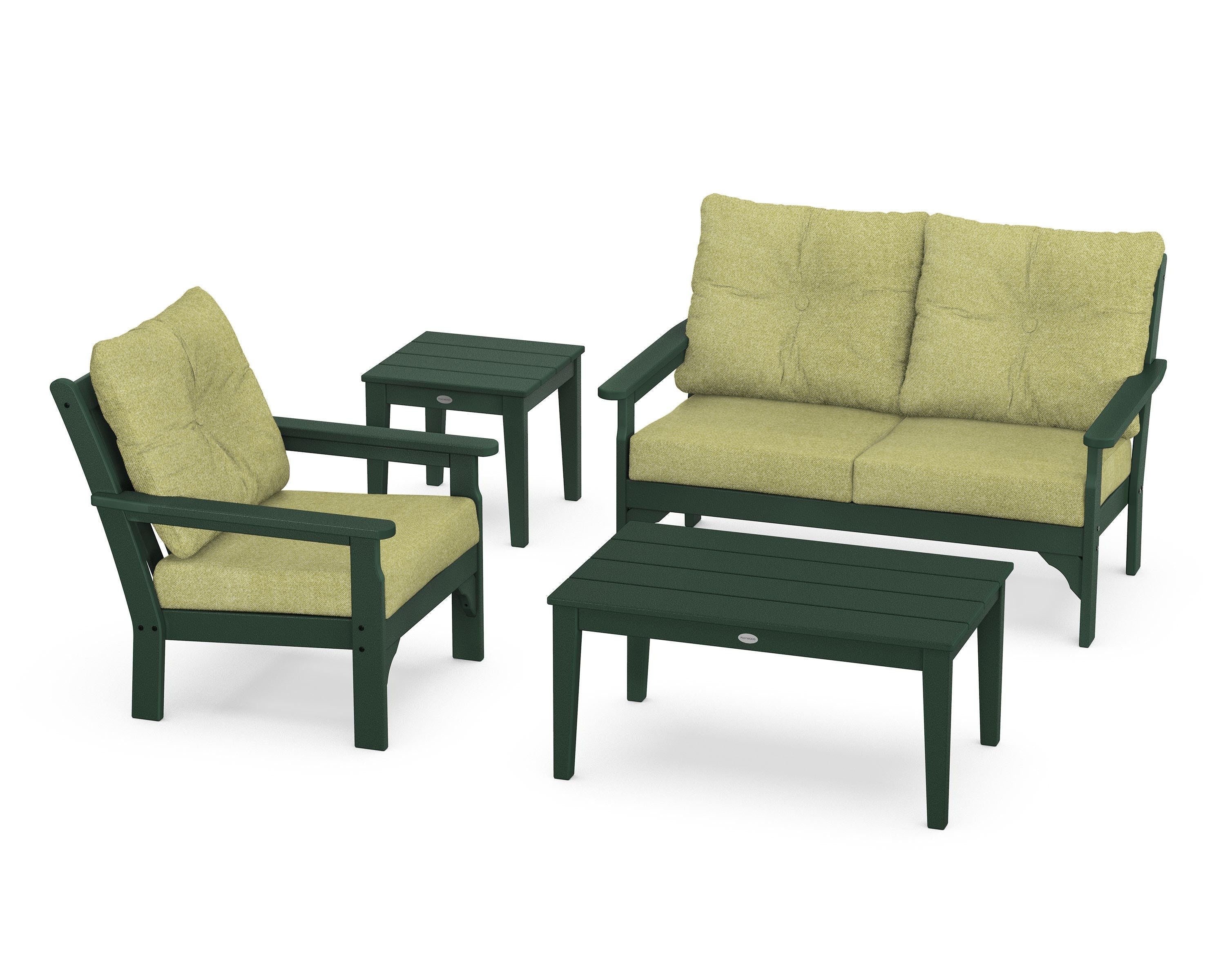 POLYWOOD® Vineyard 4-Piece Deep Seating Set in Green / Chartreuse Boucle