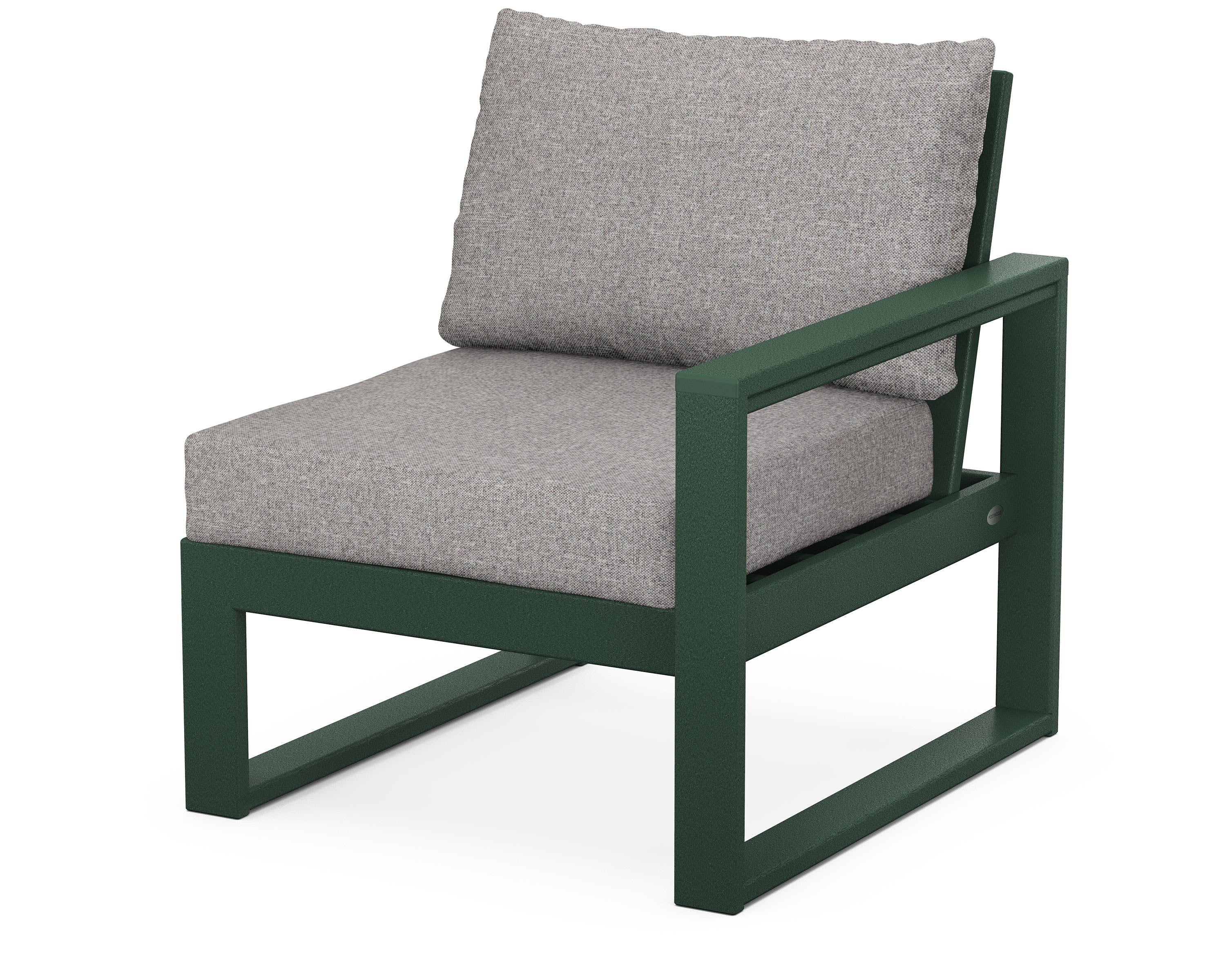 POLYWOOD® EDGE Modular Right Arm Chair in Green / Grey Mist