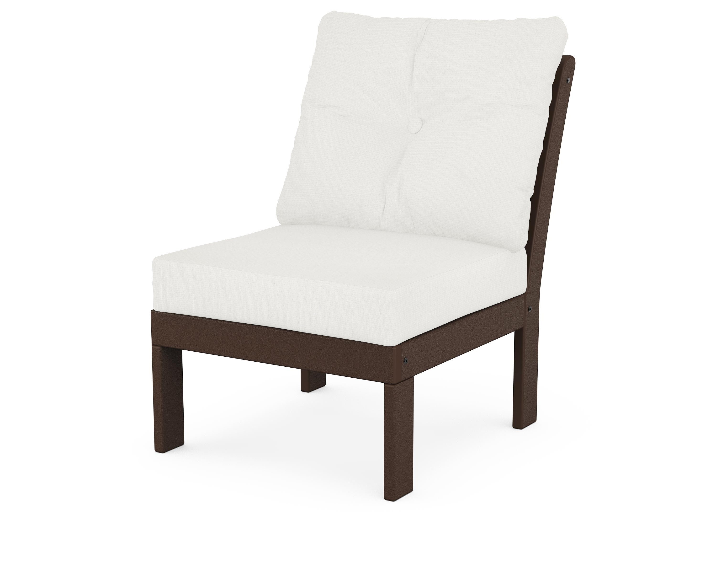 POLYWOOD® Vineyard Modular Armless Chair in Mahogany / Natural Linen