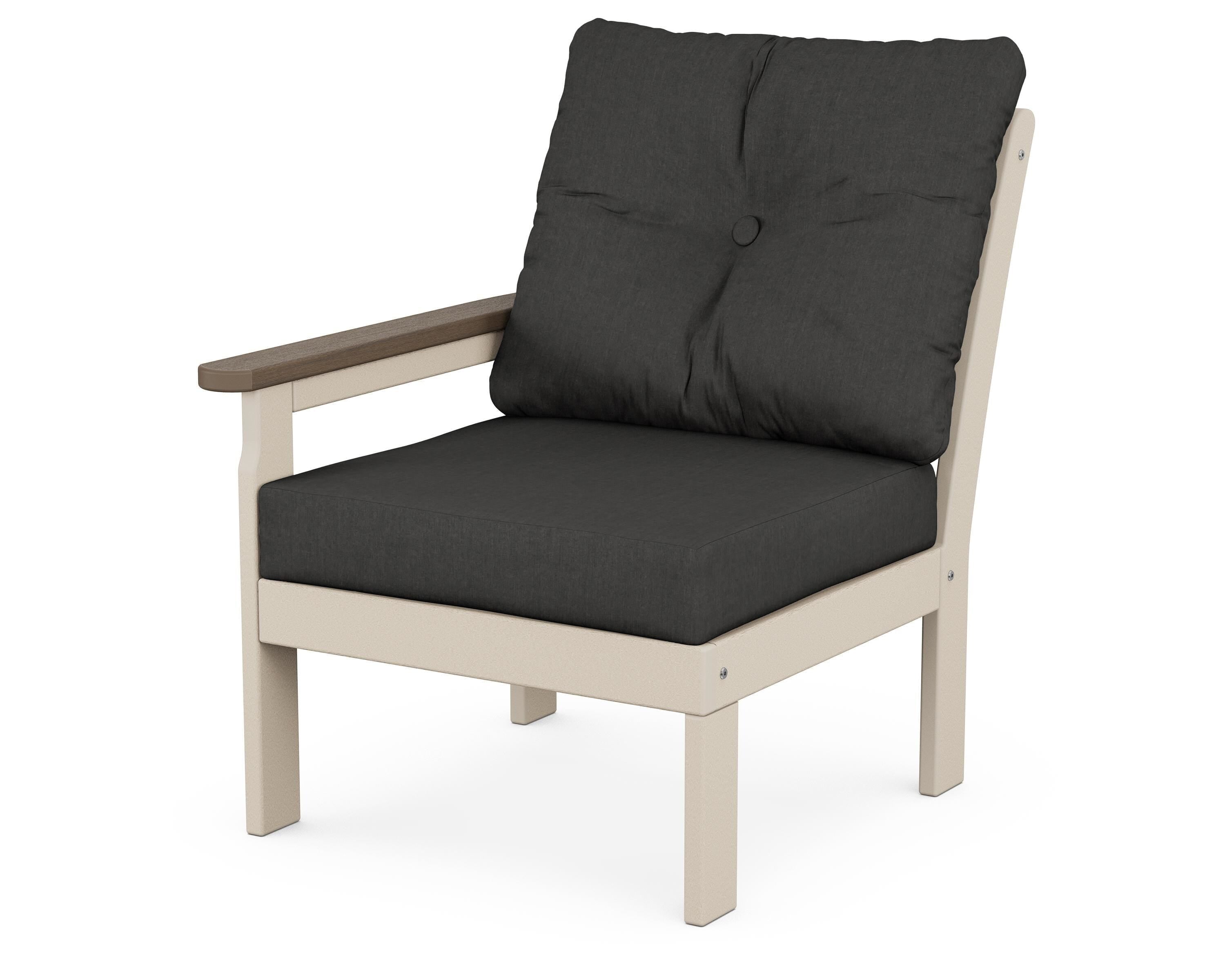 POLYWOOD® Vineyard Modular Left Arm Chair in Sand / Kona / Spectrum Carbon
