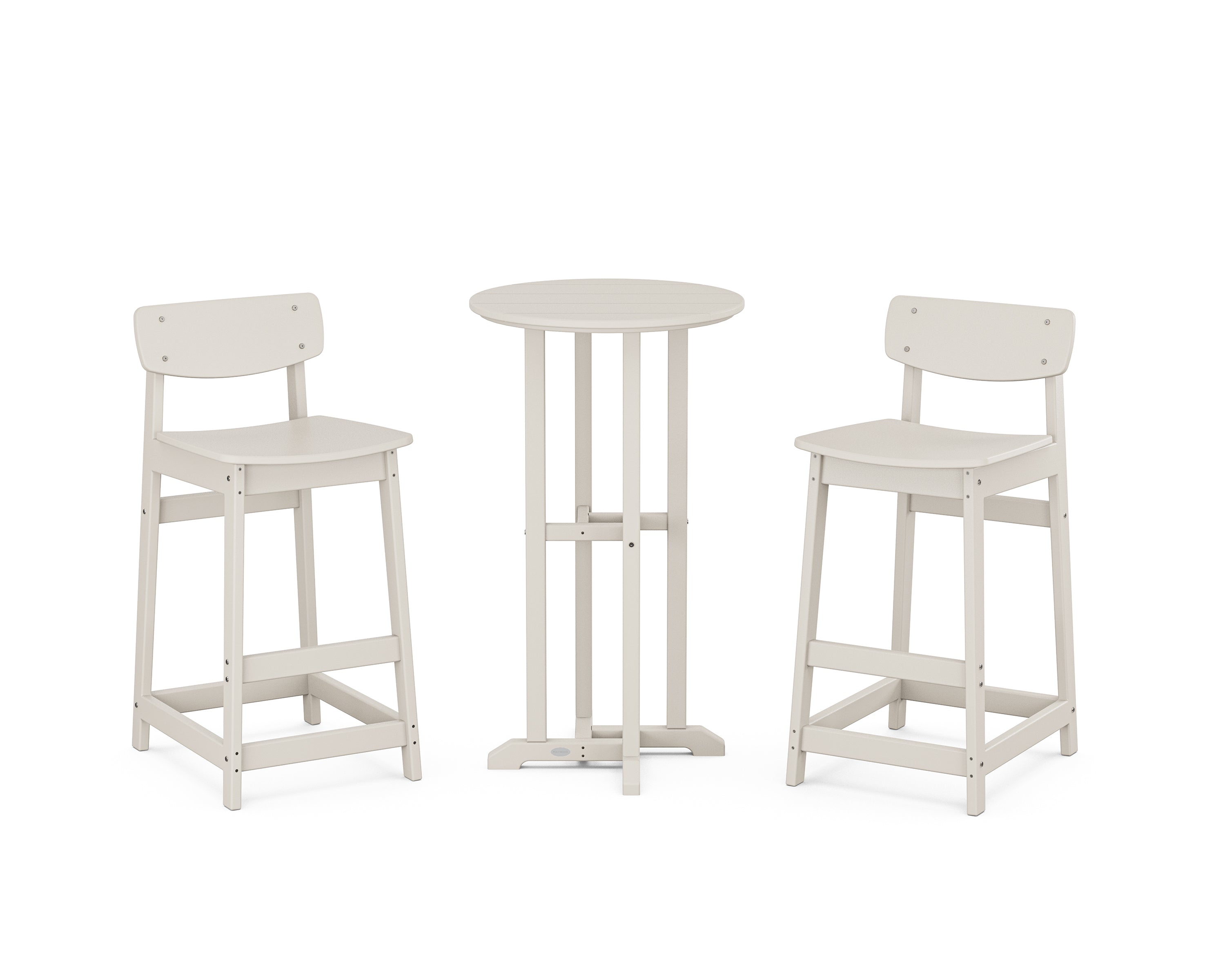 POLYWOOD® Modern Studio Urban Lowback Bar Chair 3-Piece Bistro Set in Sand