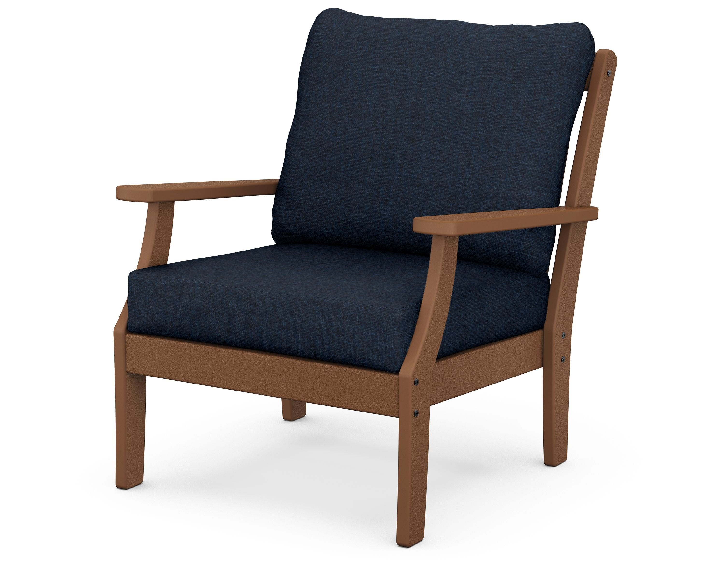 POLYWOOD® Braxton Deep Seating Chair in Teak / Marine Indigo