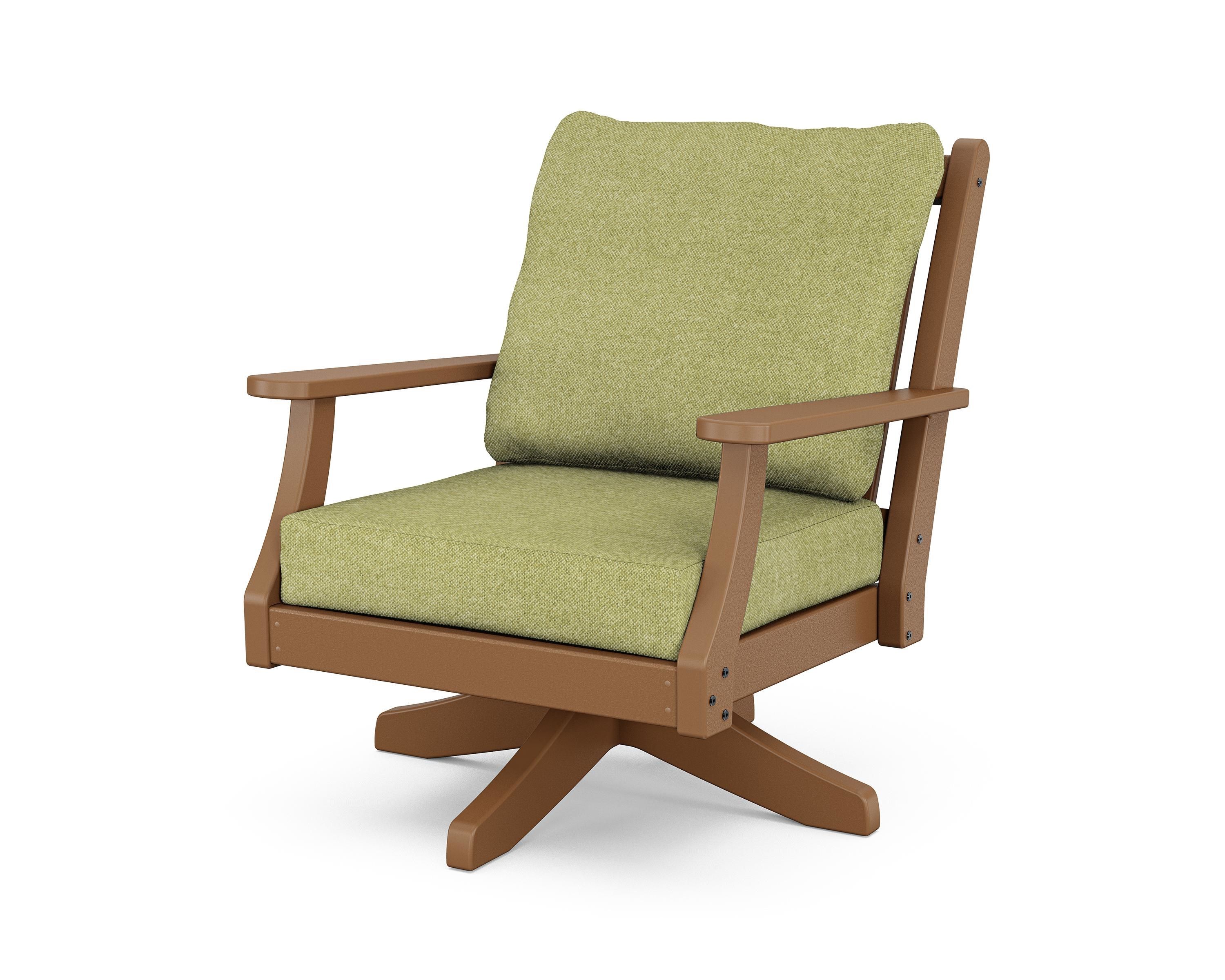 Country Living Wovendale Deep Seating Swivel Chair in Teak / Chartreuse Boucle