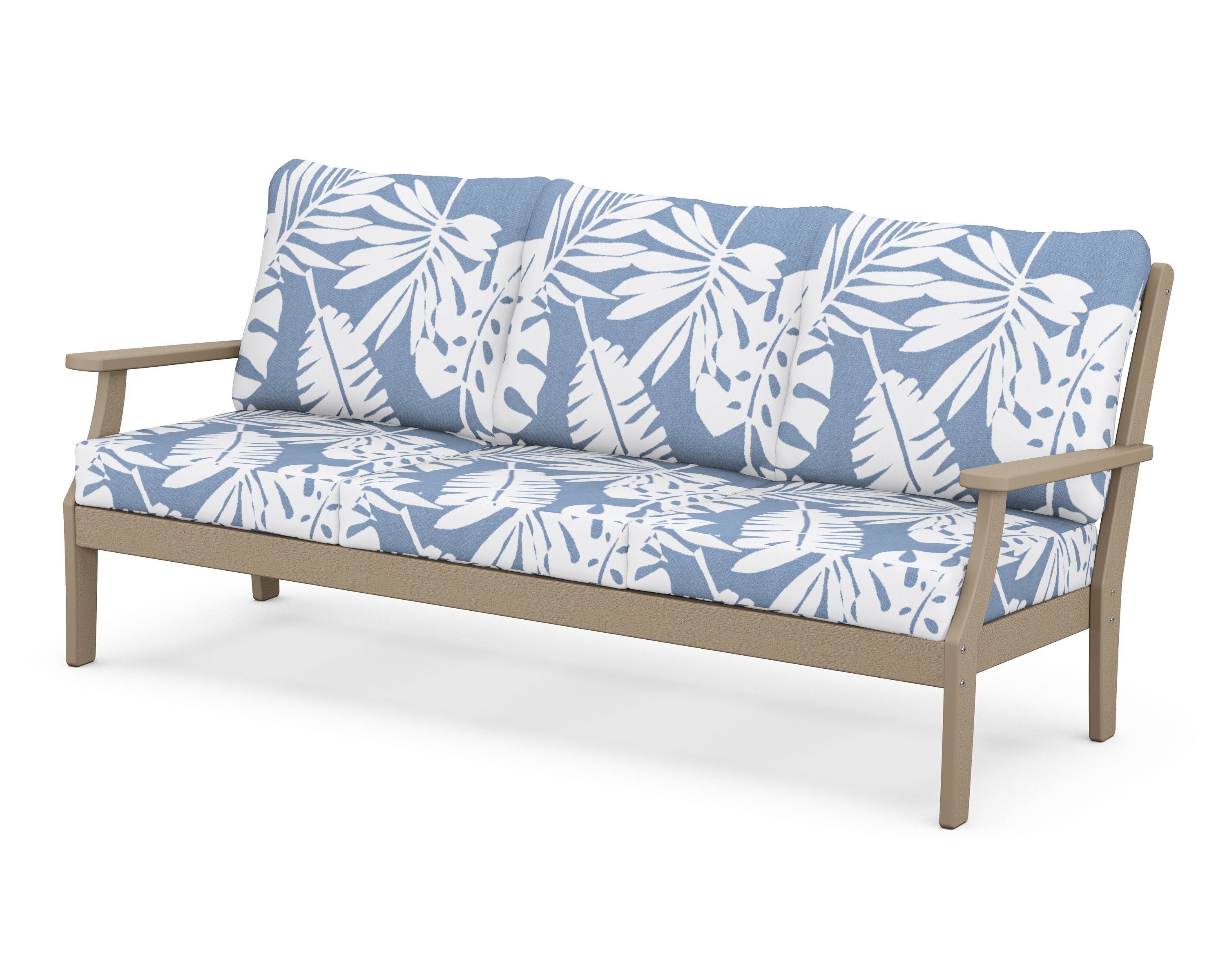 POLYWOOD® Braxton Deep Seating Sofa in Vintage Sahara / Leaf Sky Blue