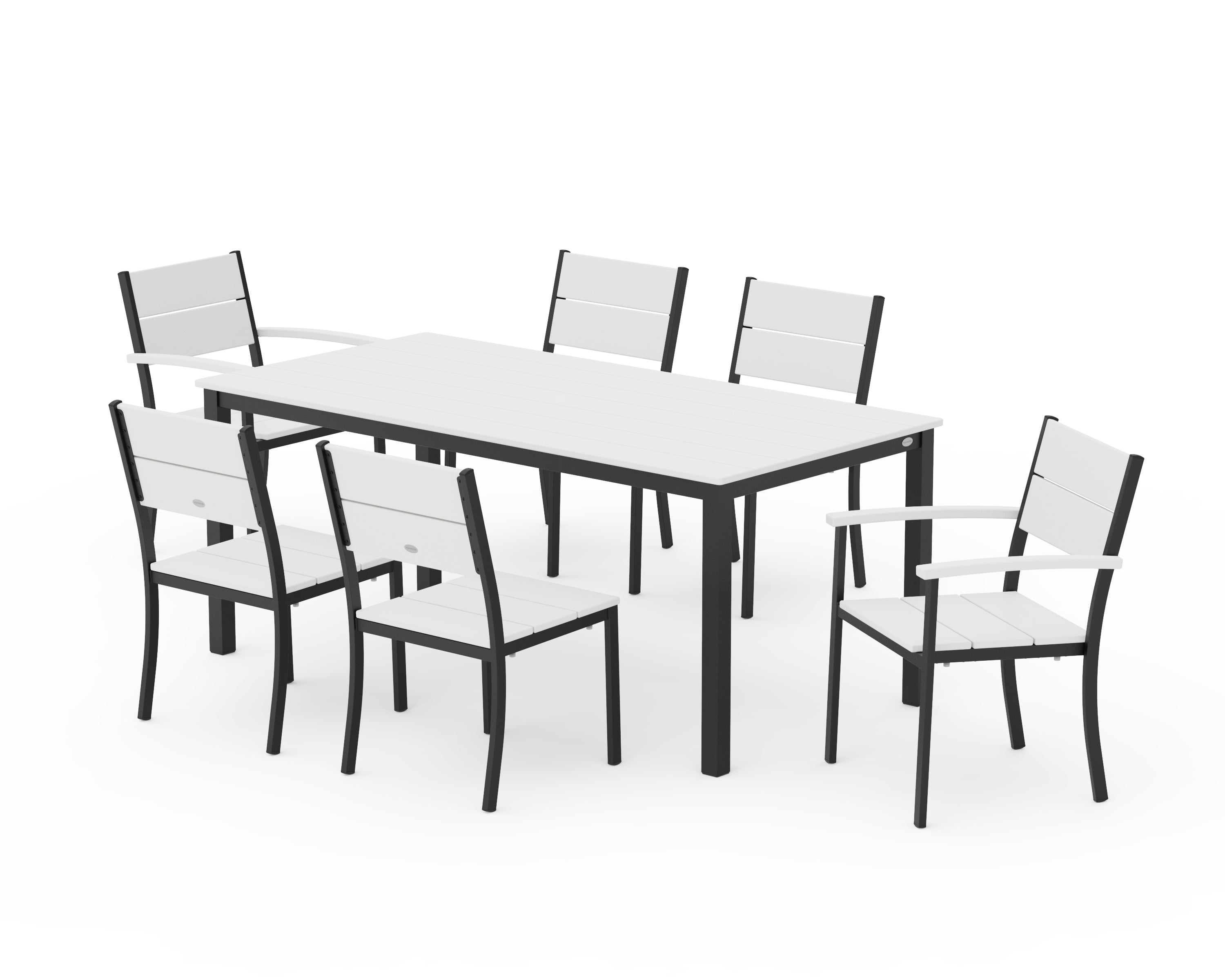 POLYWOOD® Main Street 7-Piece Dining Set in Black / White