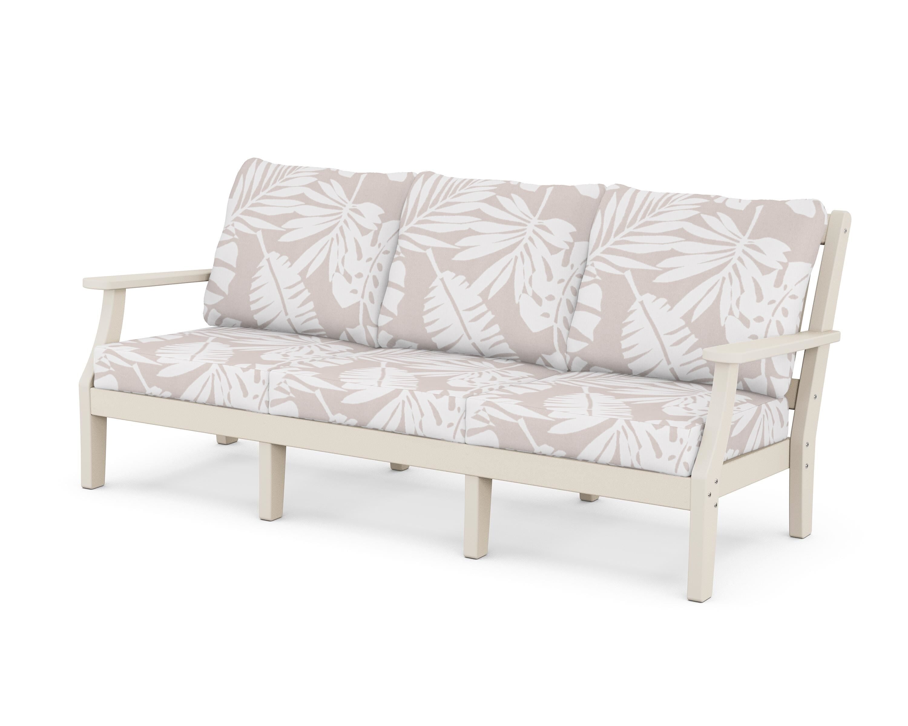 Martha Stewart by POLYWOOD® Chinoiserie Deep Seating Sofa in Sand / Leaf Dune Burlap