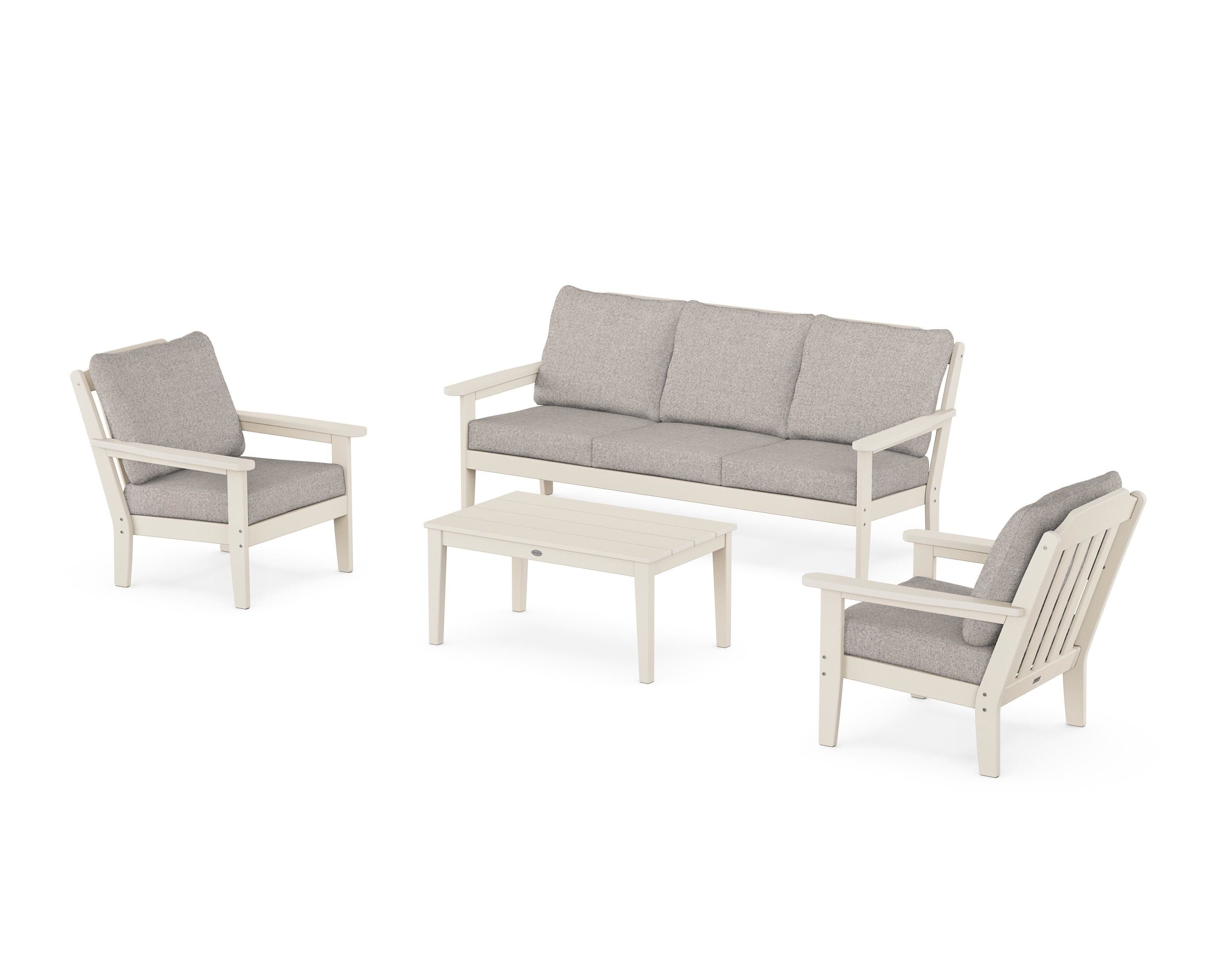 Country Living Cottage 4-Piece Deep Seating Set with Sofa in Sand / Weathered Tweed