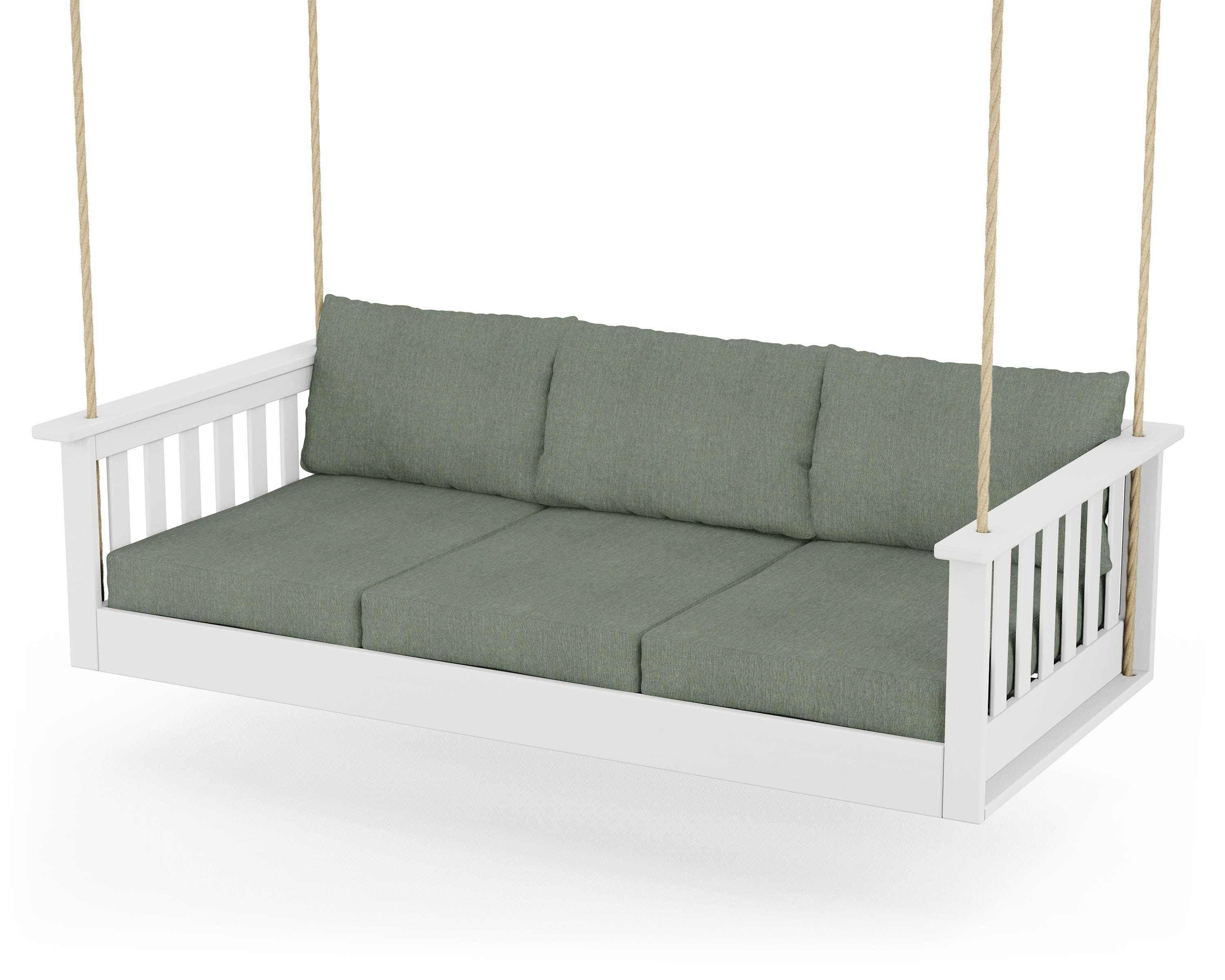 POLYWOOD® Vineyard Daybed Swing in White / Cast Sage