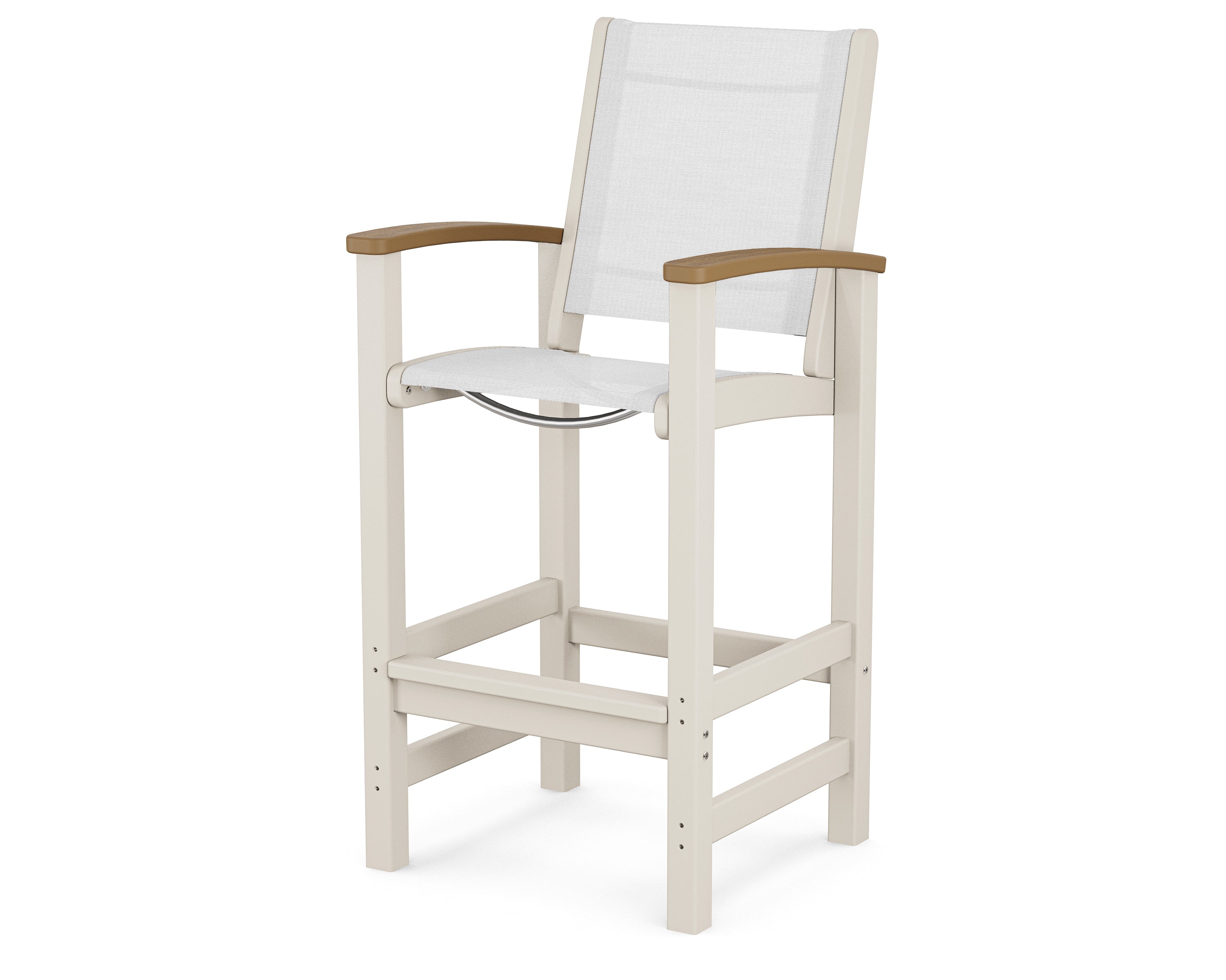 POLYWOOD® Coastal Bar Chair in Sand / Natural / White Sling