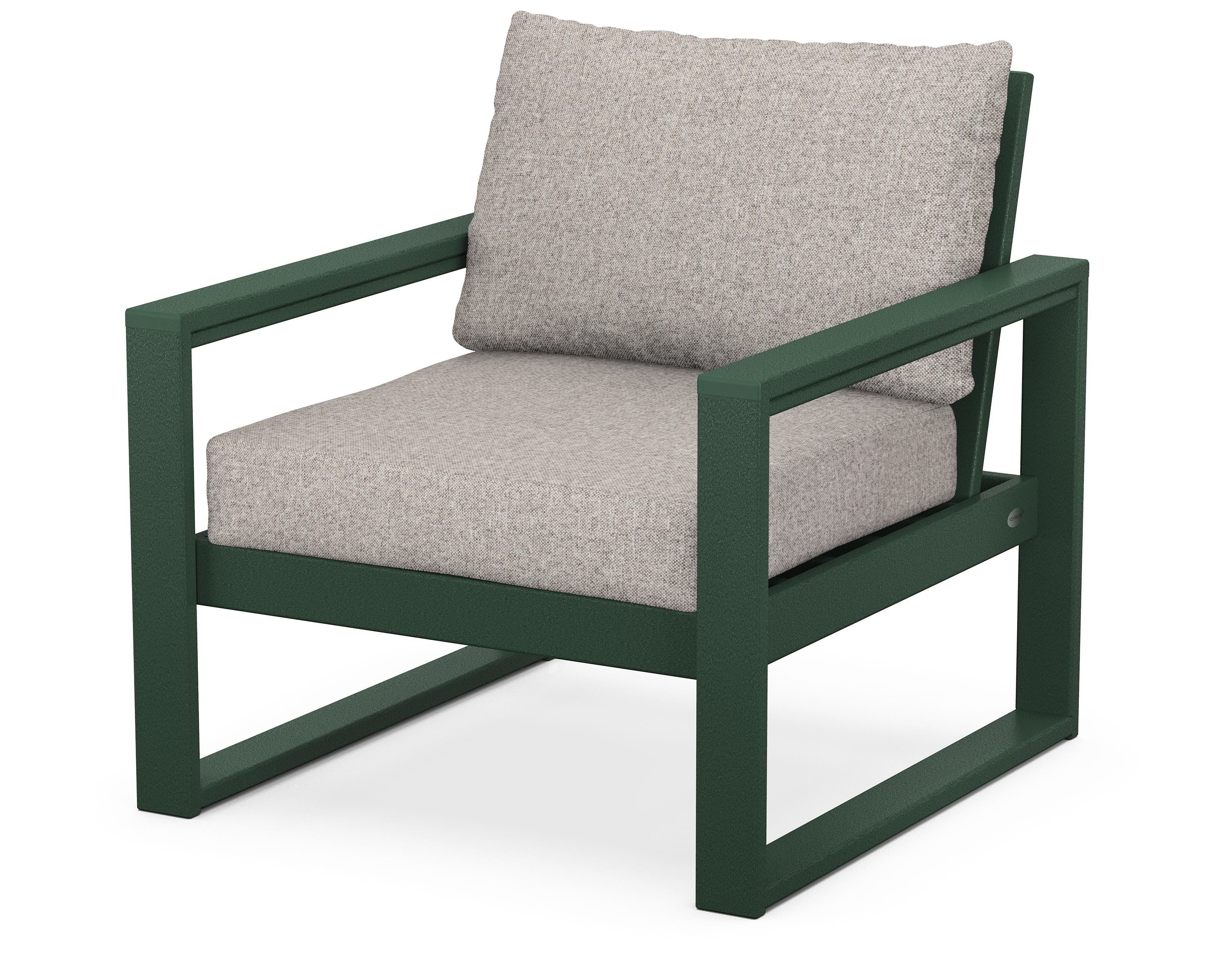 POLYWOOD® EDGE Club Chair in Green / Weathered Tweed