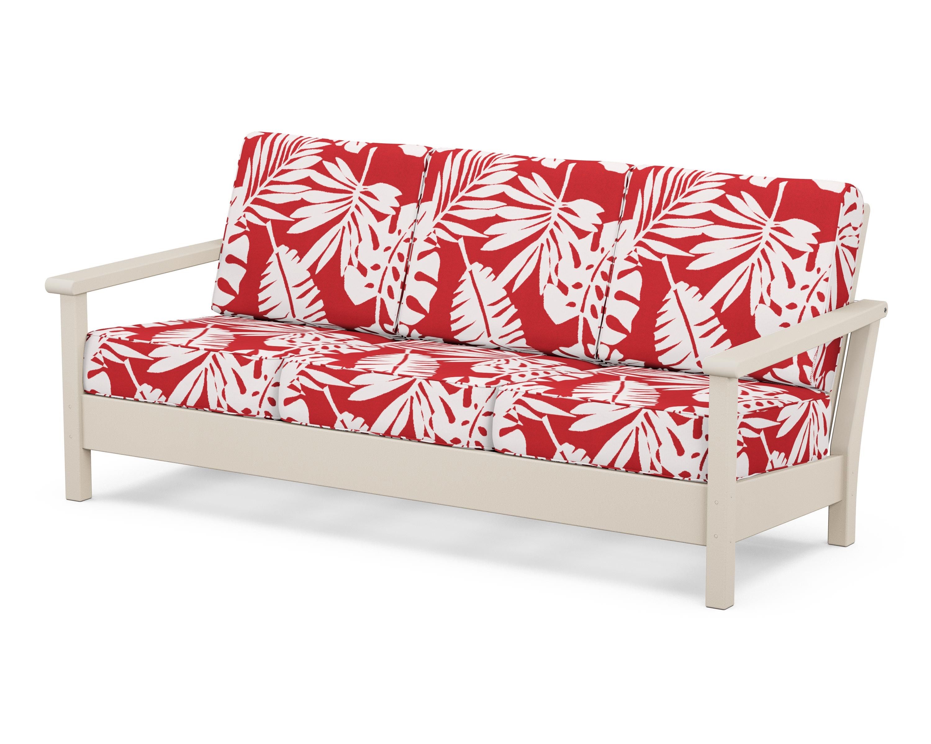 POLYWOOD® Harbour Deep Seating Sofa in Sand / Leaf Crimson