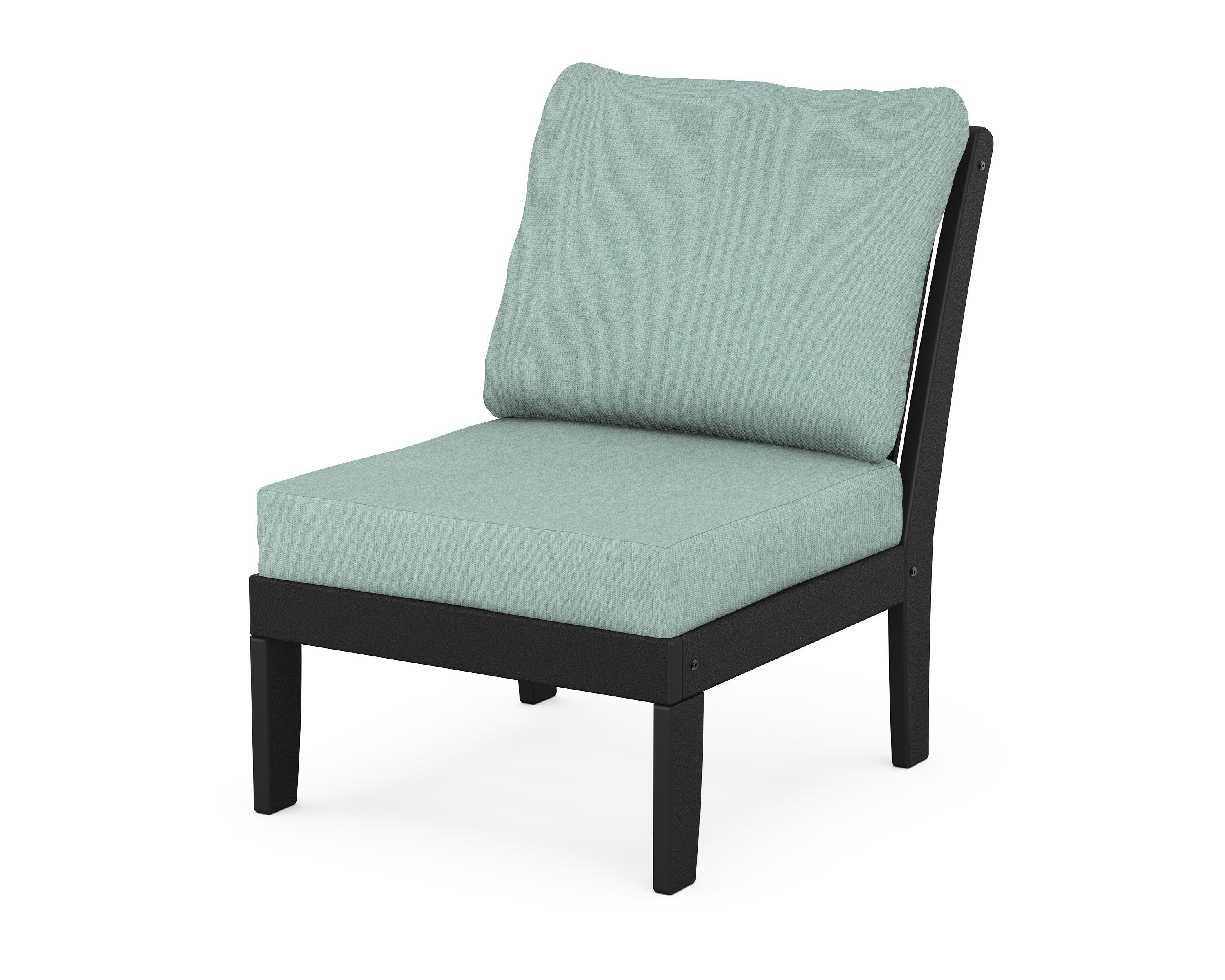 POLYWOOD® Braxton Modular Armless Chair in Black / Glacier Spa