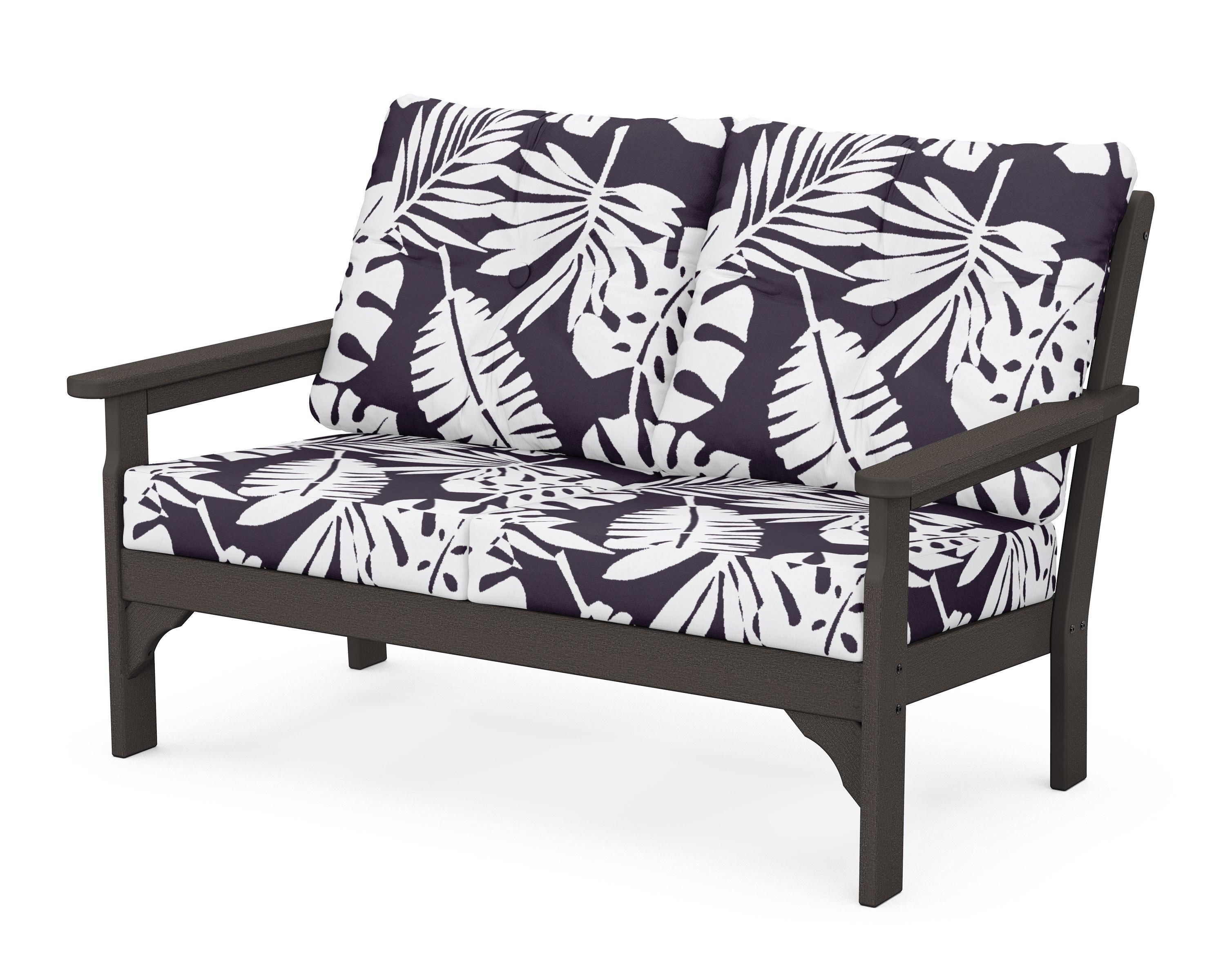 POLYWOOD® Vineyard Deep Seating Loveseat in Vintage Coffee / Leaf Navy