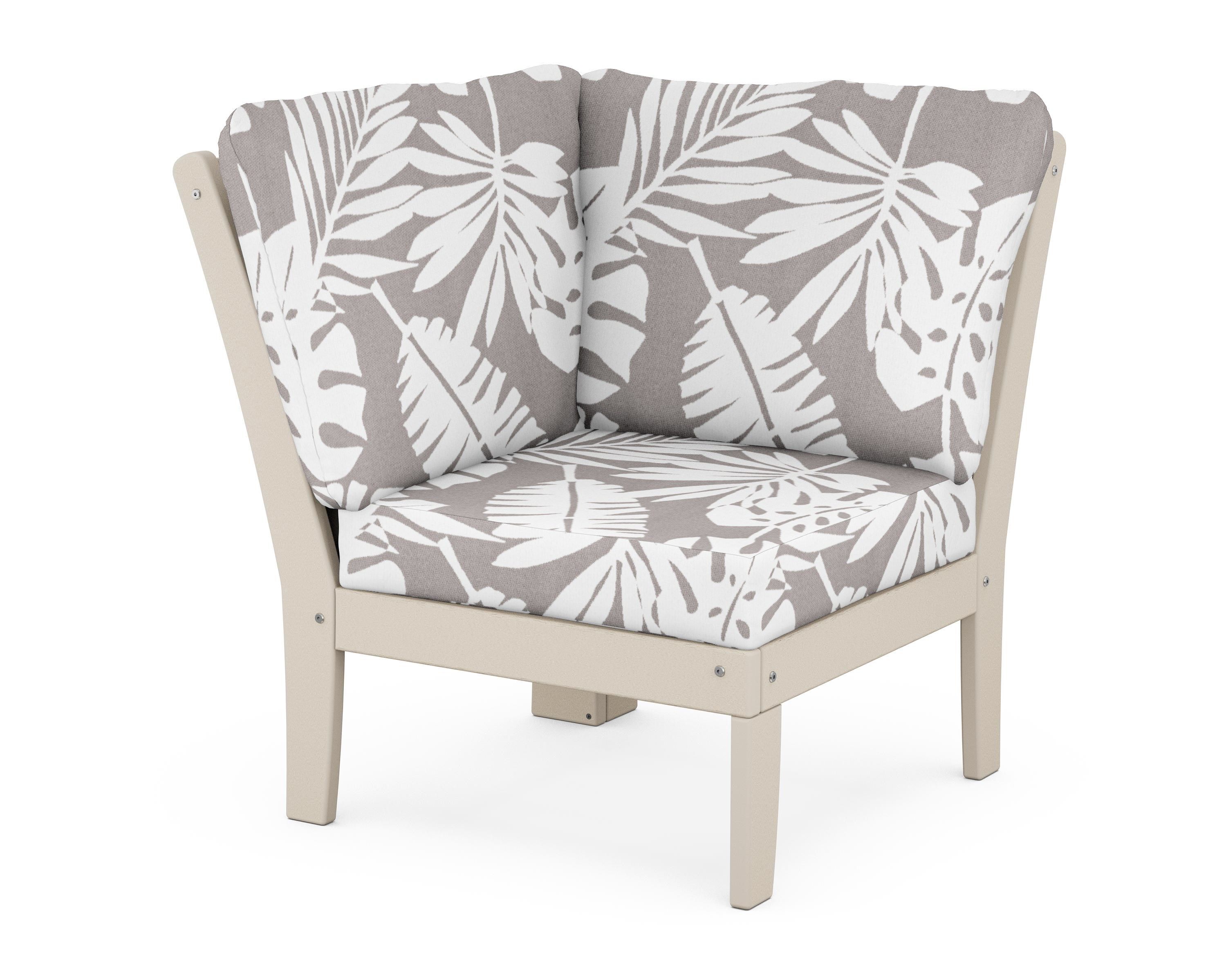 POLYWOOD® Braxton Modular Corner Chair in Sand / Leaf Grey Mist