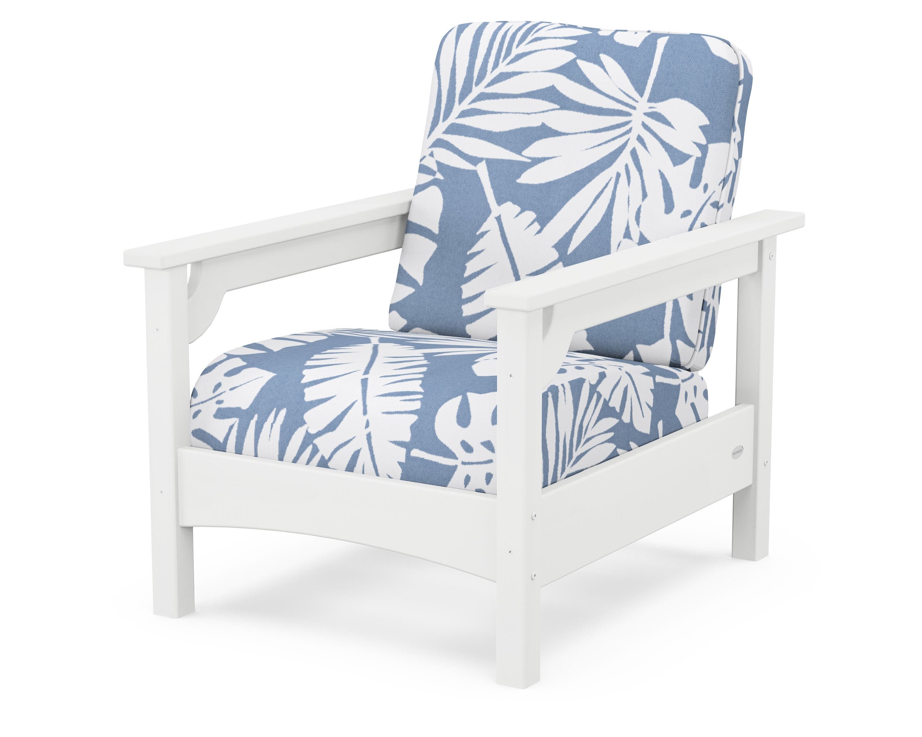 POLYWOOD® Club Chair in White / Leaf Sky Blue
