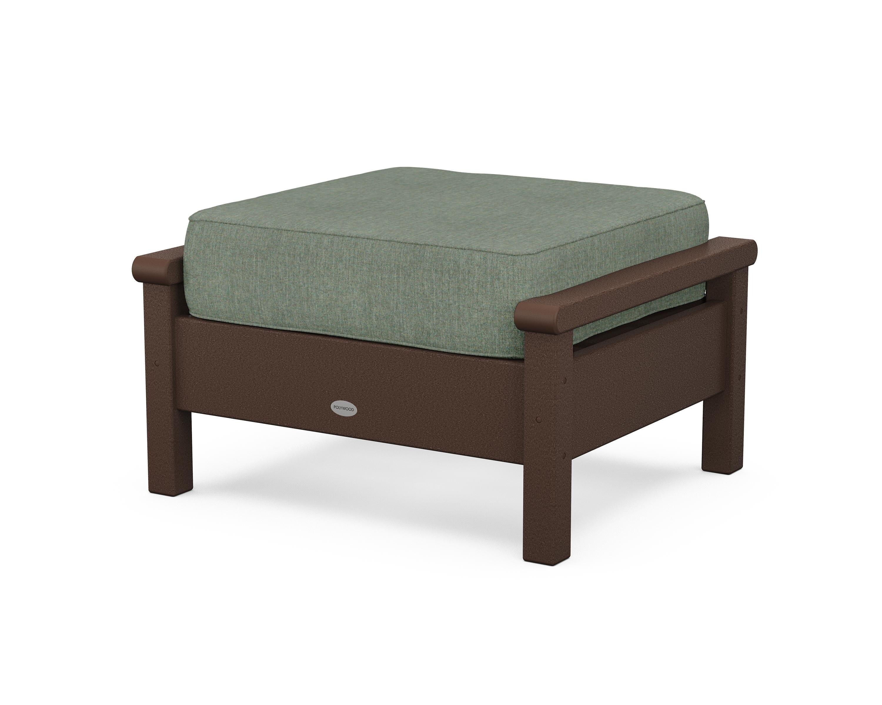 POLYWOOD® Harbour Deep Seating Ottoman in Mahogany / Cast Sage