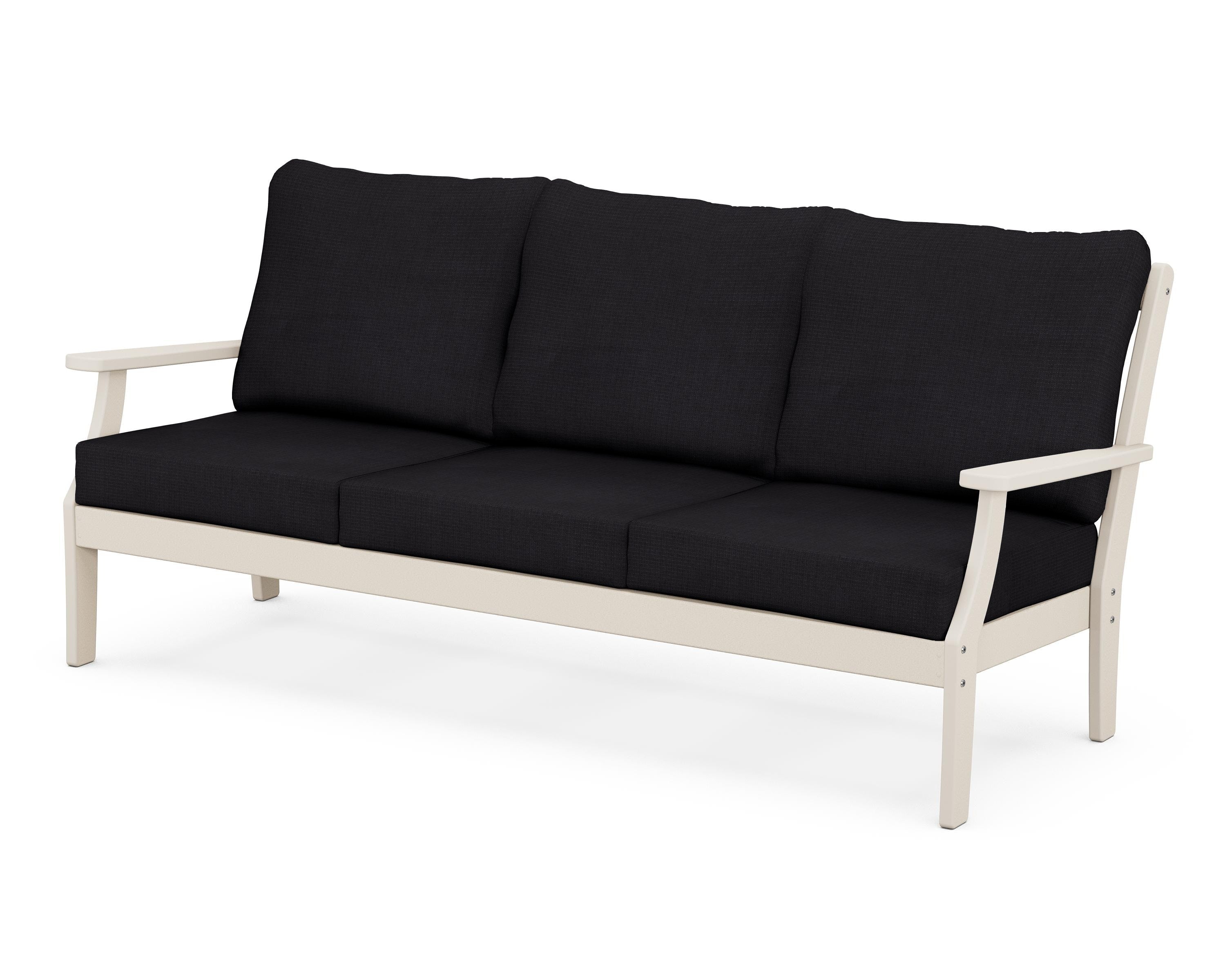 POLYWOOD® Braxton Deep Seating Sofa in Sand / Midnight Linen