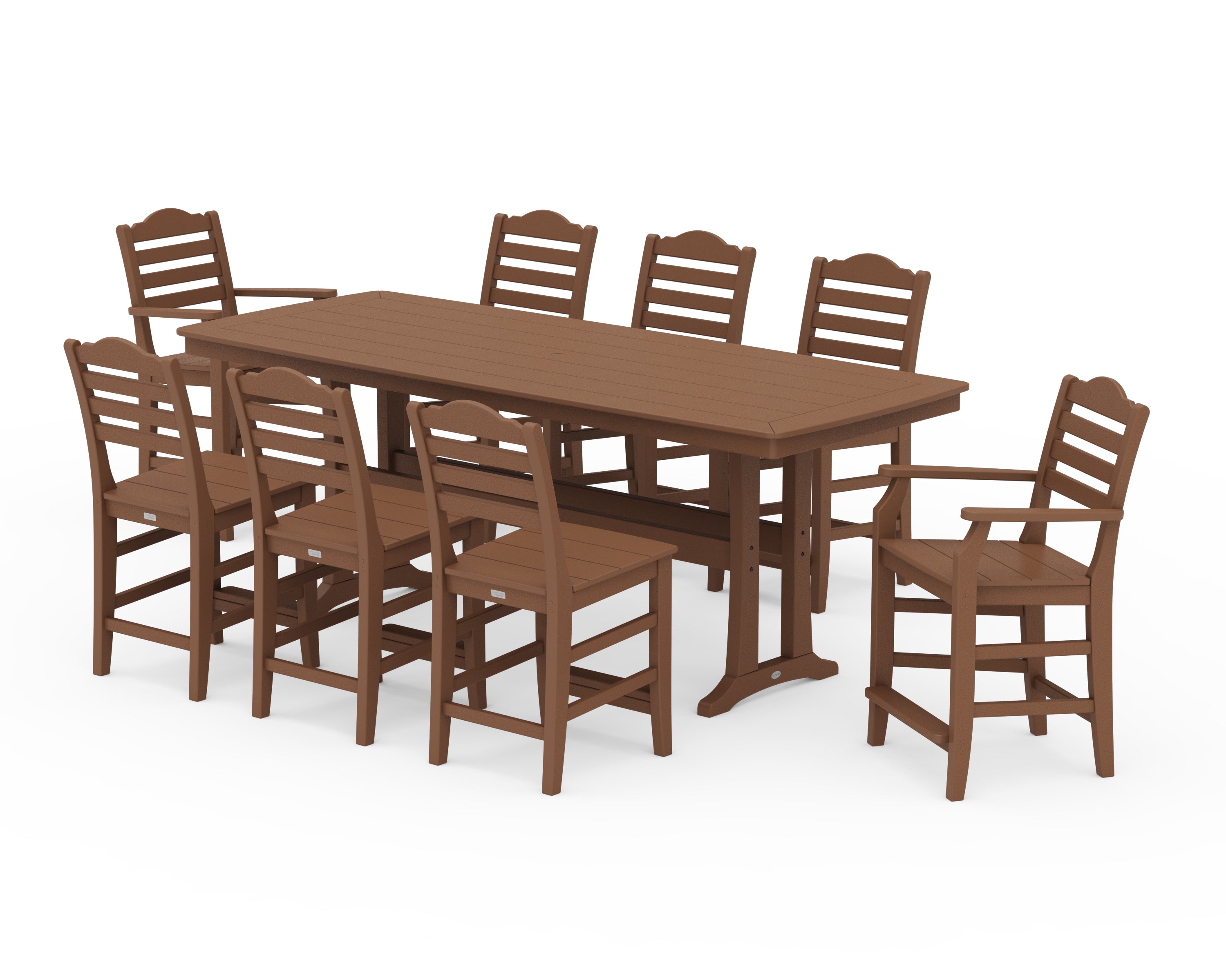Draper James™ by POLYWOOD® Savannah 9-Piece Counter Set with Trestle Legs in Teak